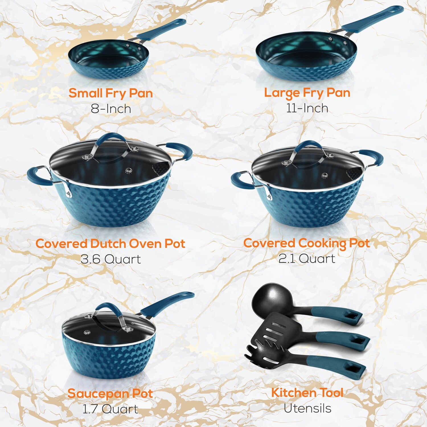 NutriChef Kitchenware Pots and Pans Luxury Kitchen Cookware Set, 3