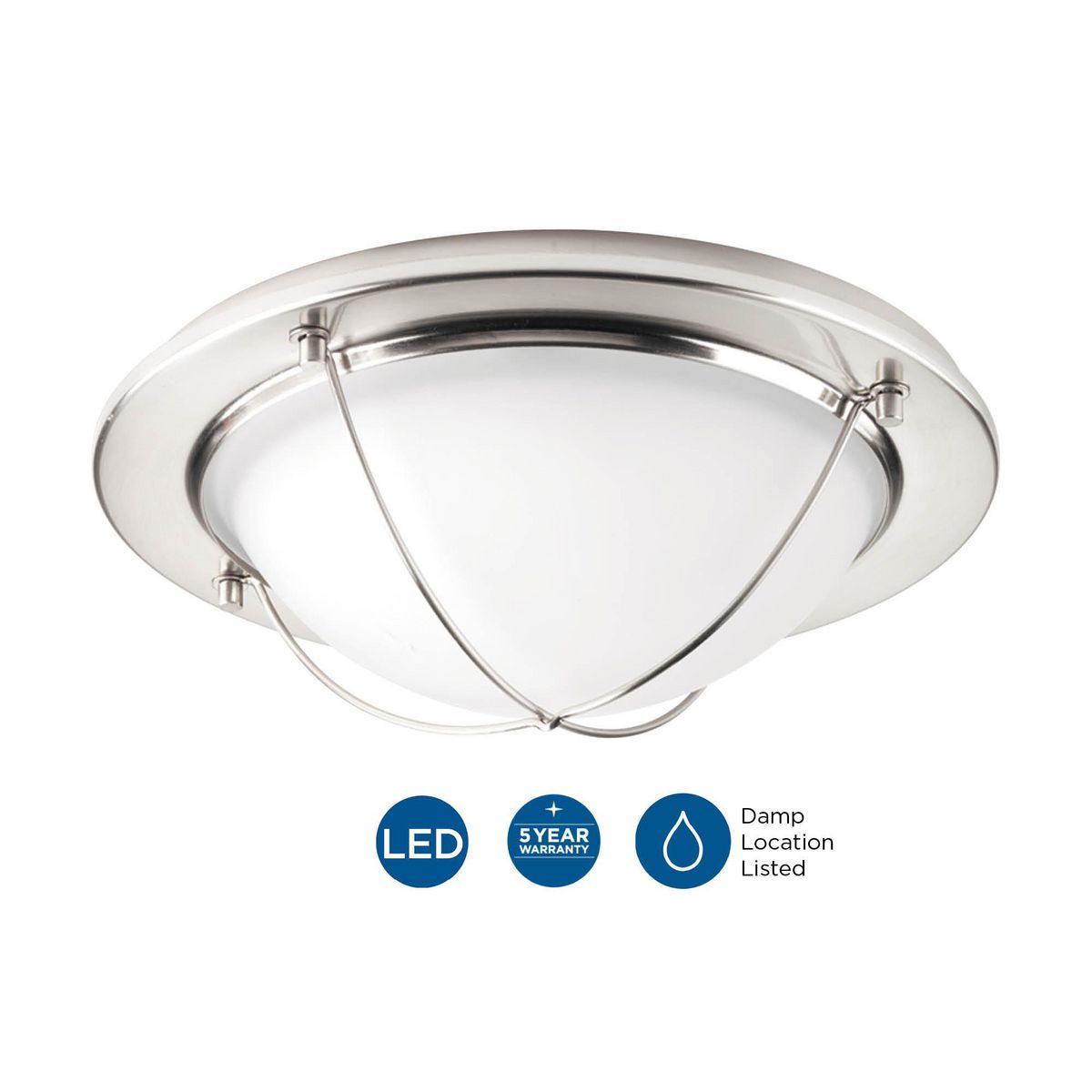 Portal Collection 11" Brushed Nickel LED Flush Mount with Etched Glass