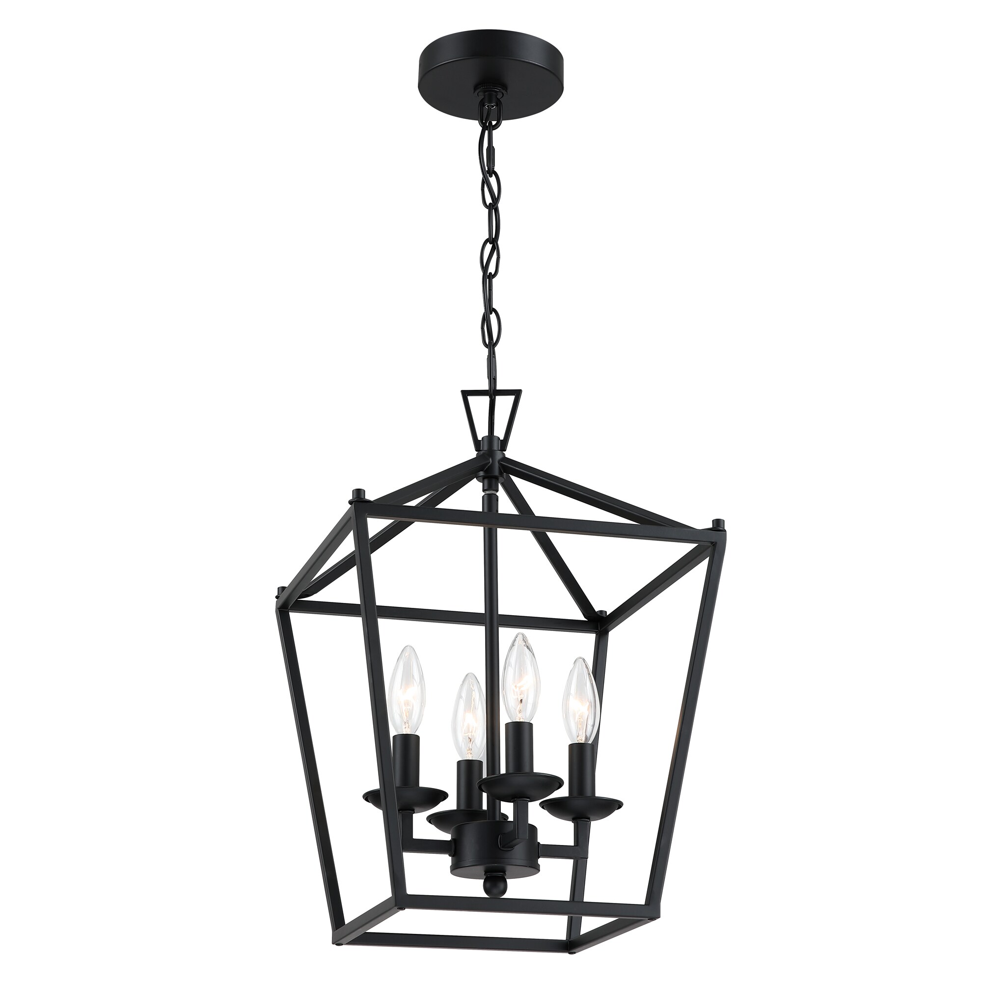 Hukoro 4 -Light Matte Black Traditional Geometric Medium Hanging Pendant light
