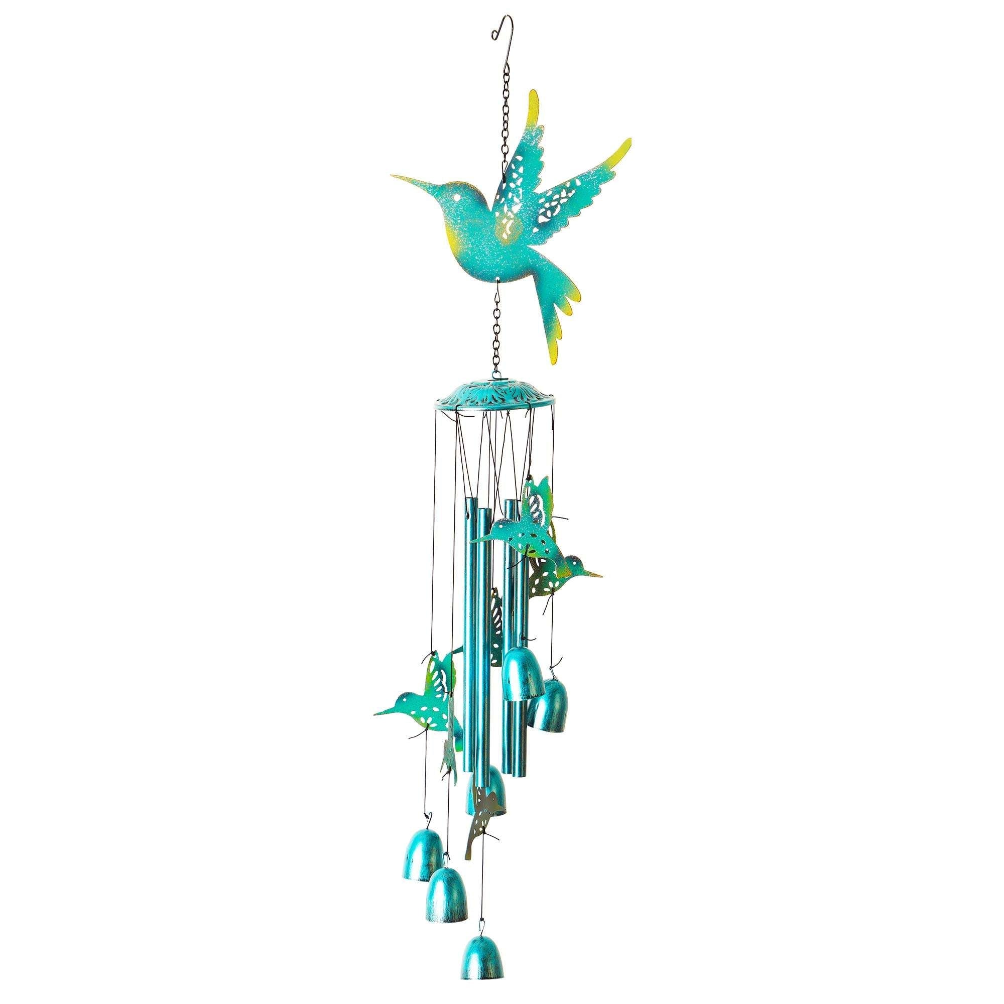 31-in Blue Metal Hummingbird Wind Chime