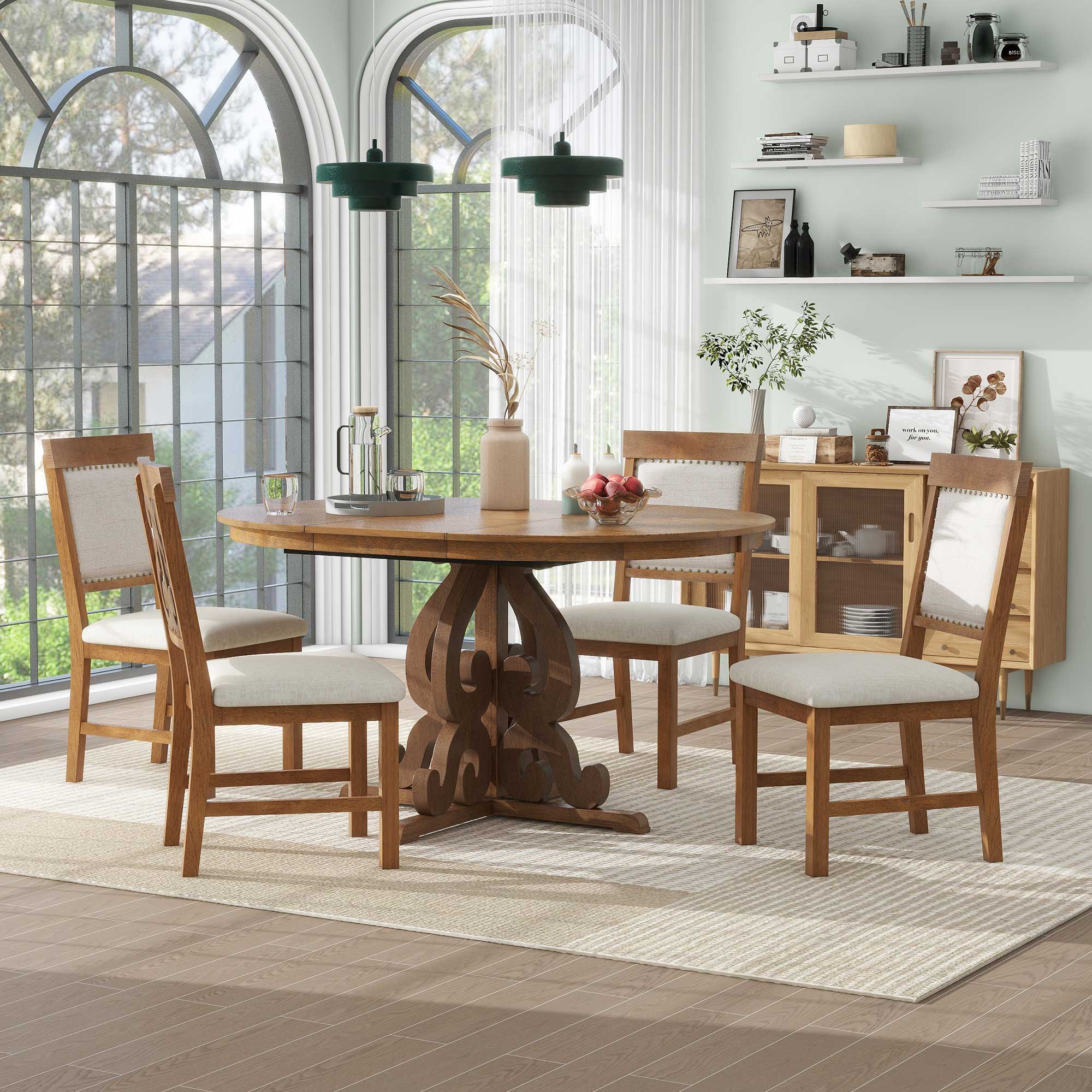 Nestfair Walnut Contemporary/Modern Dining Room Set with