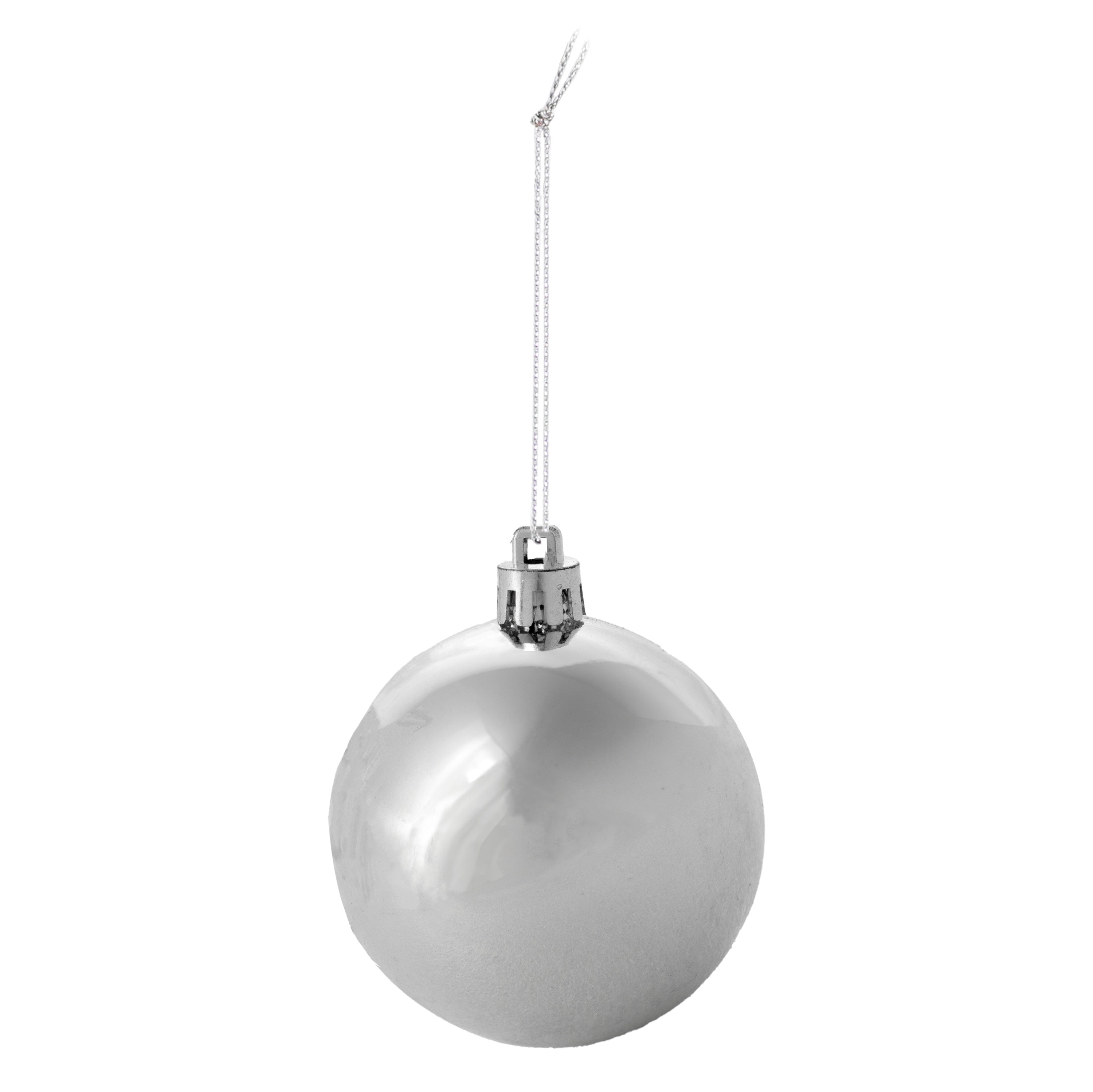 White and Silver Shatterproof Plastic Christmas Ornament Set