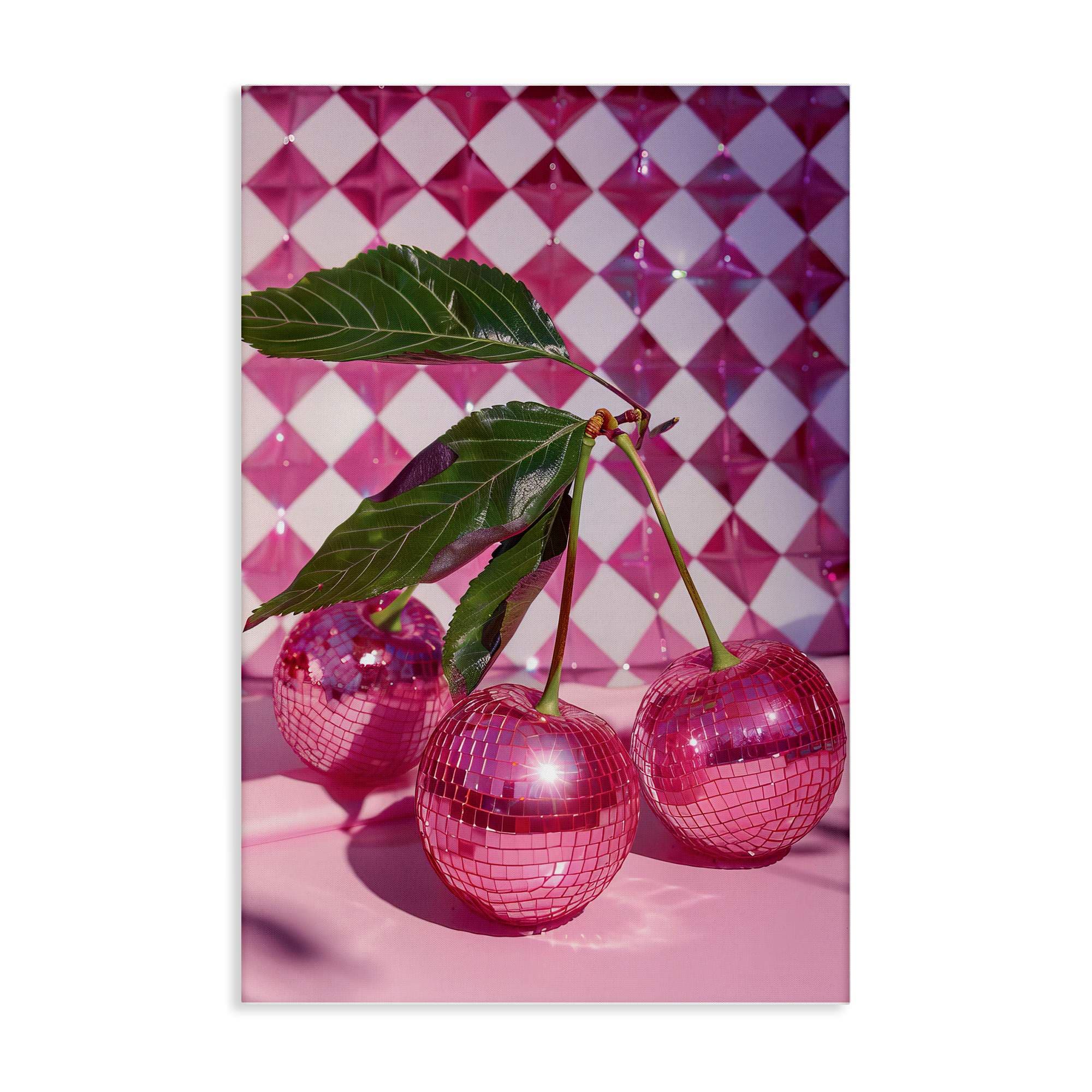 Stupell Industries BT-658-CN-30X45 Groovy Cherry Disco Balls Canvas design by LSR Design Studio