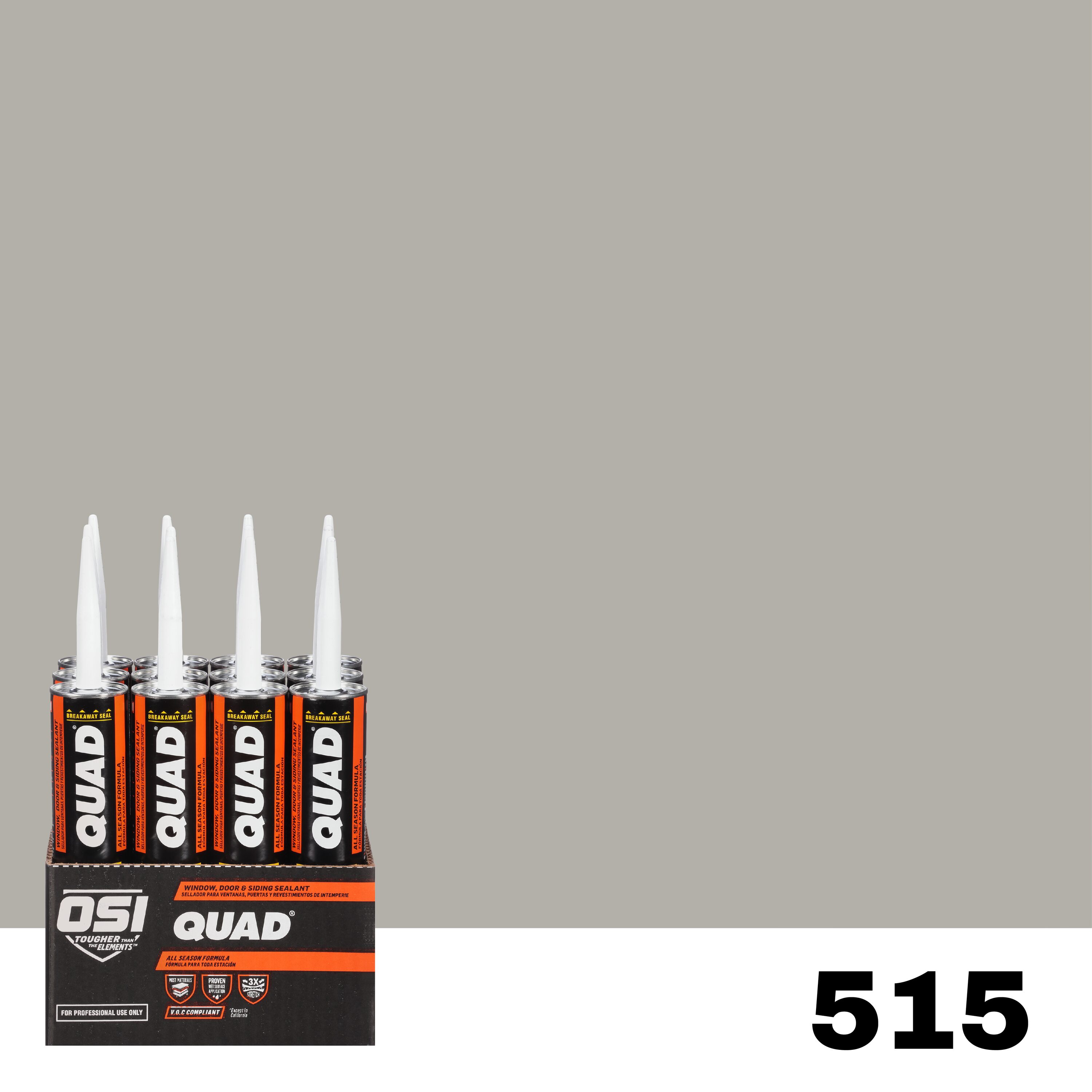 OSI 1637252 Quad 12 -Pack 10-oz Window door Gray 515 Paintable Solvent Caulk