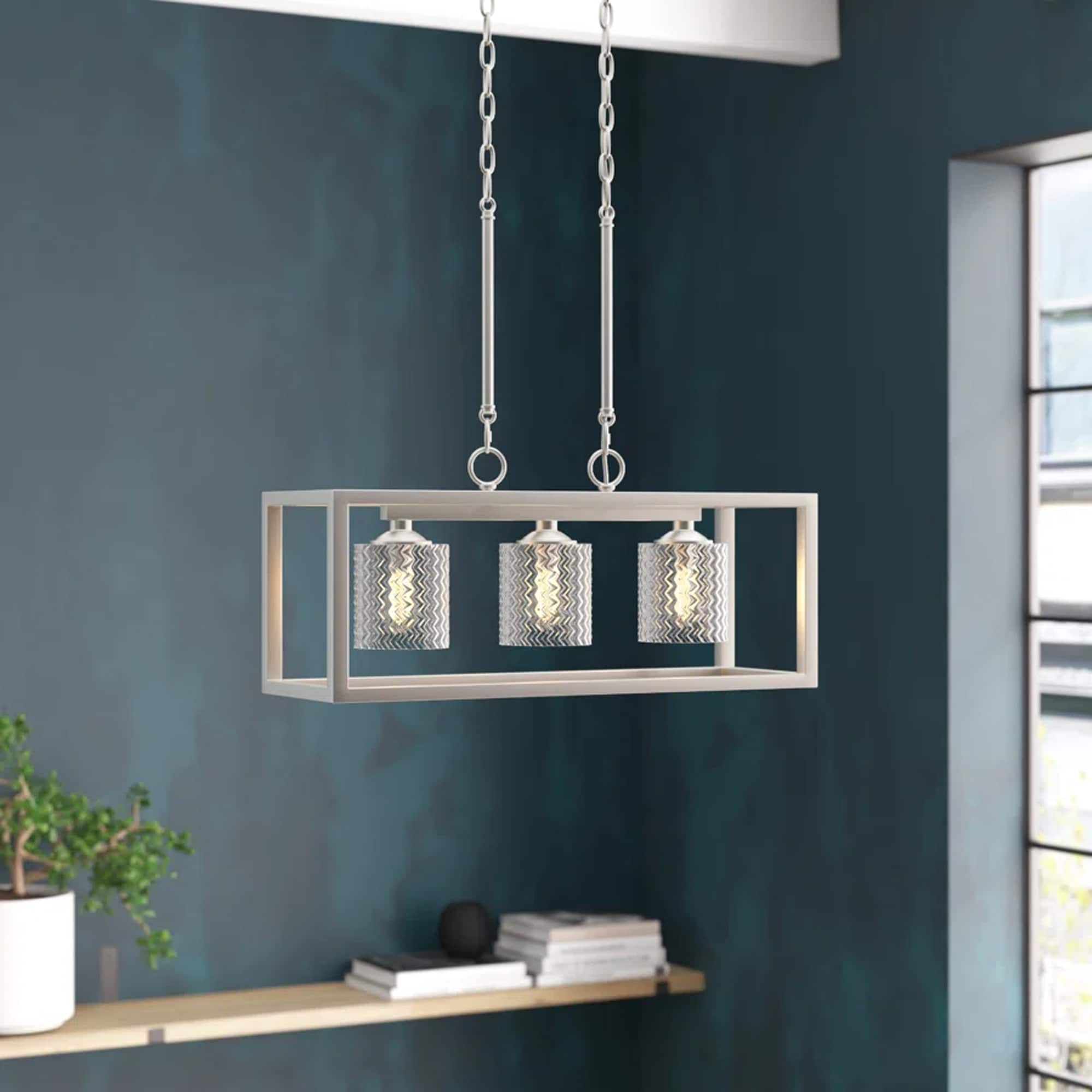 ACROMA 2303ASCR Greeley 3 -Light Satin Nickel Modern/contemporary For Use in Bedrooms, Dining Rooms, Foyers, Kitchens, Living Rooms Chandelier