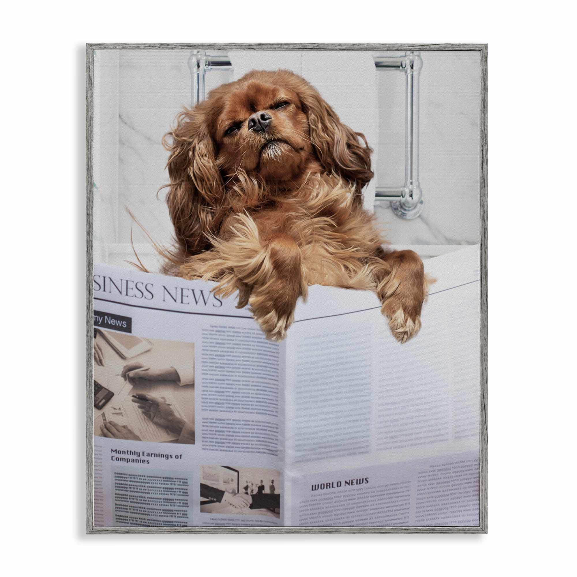 Stupell Industries BW-703-GFF-16X20 Sleeping on Loo Bath Humor Gray Framed Giclee Art 16 x 20