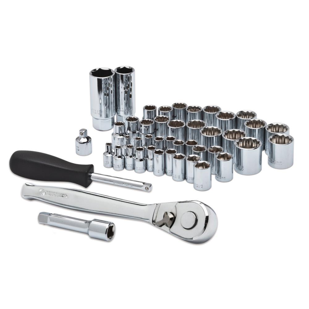 Crescent CSWS13N 45-Piece Standard (SAE) and Metric 1/4-in; 3/8-in Drive Set Shallow Socket Set