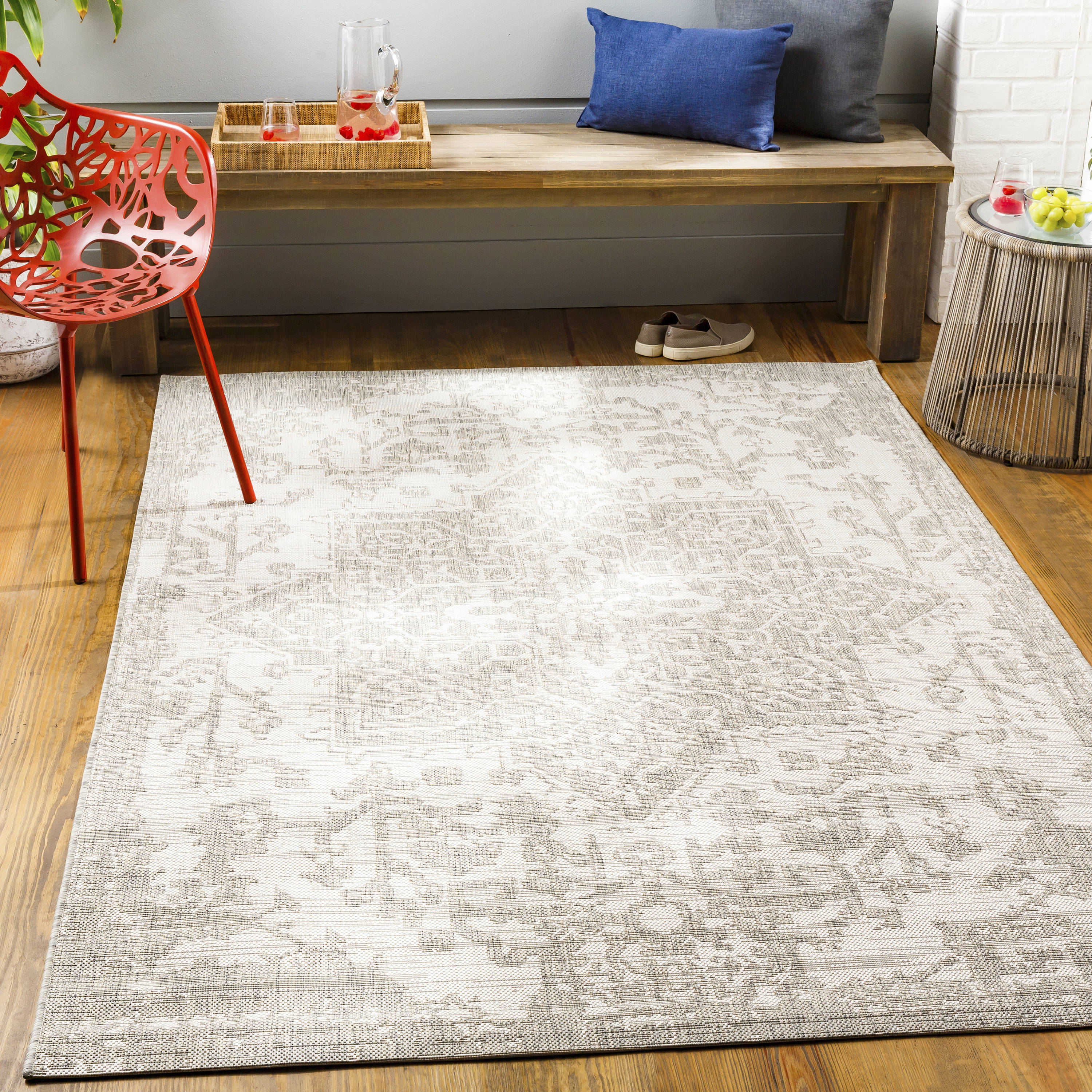 Livabliss EAG2380-679 Eagean 7 x 9 (ft) Polypropylene Light Grey Rectangular Indoor/Outdoor Medallion Oriental Area rug