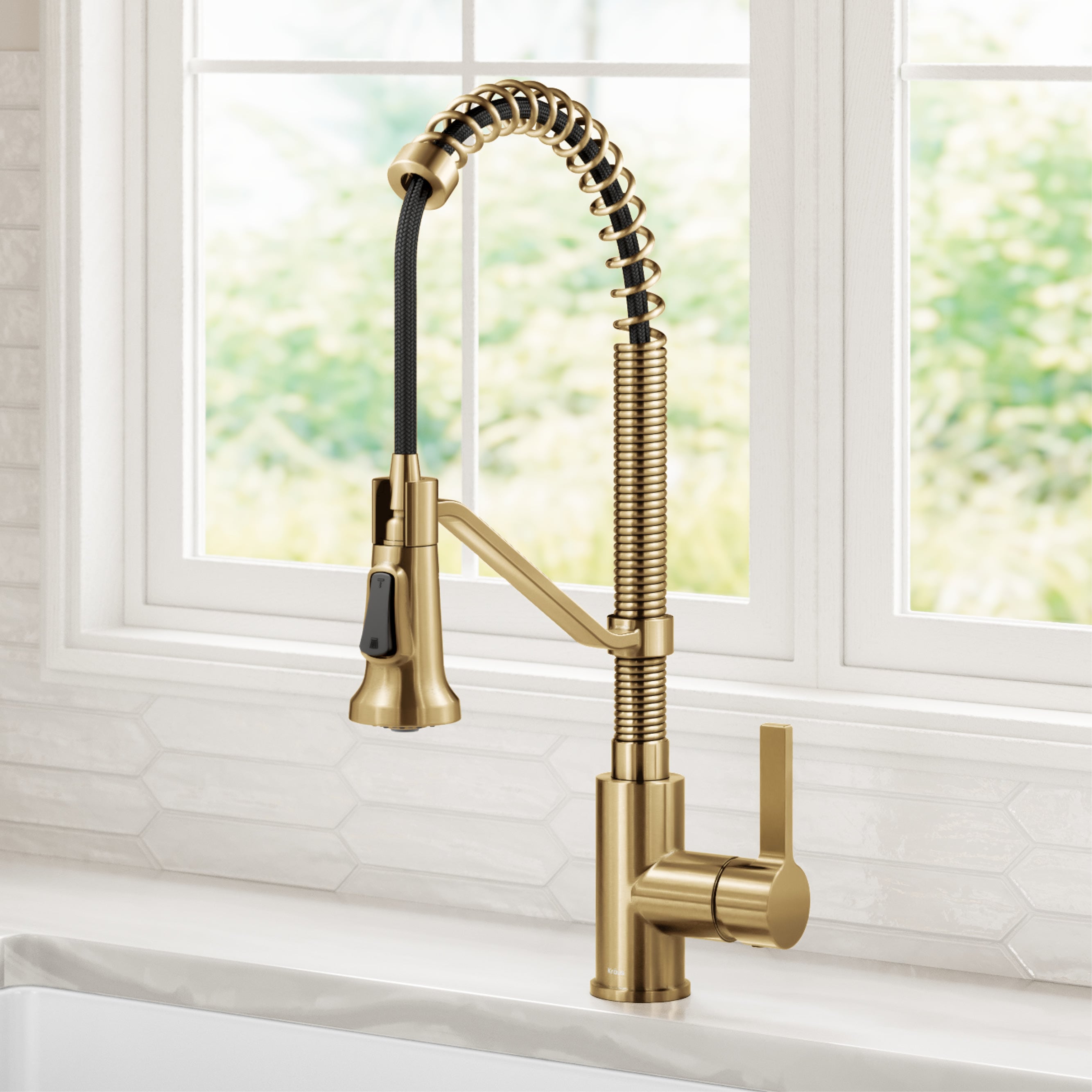 Britt Brushed Brass Pull-down Kitchen Faucet with Spray