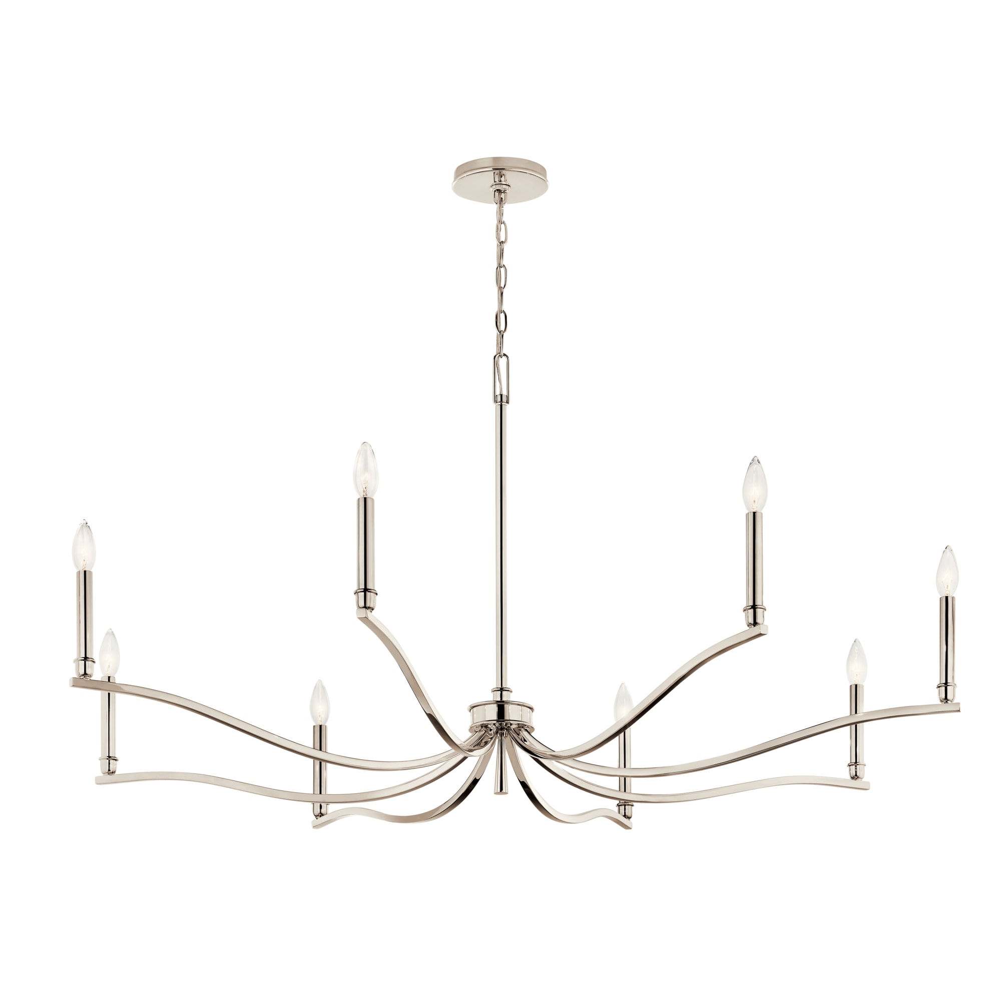 Kichler 52697PN Malene 8 -Light Polished Nickel Traditional Bare bulb For Use in Bedrooms, Dining Rooms, Foyers, Kitchens, Living Rooms Chandelier