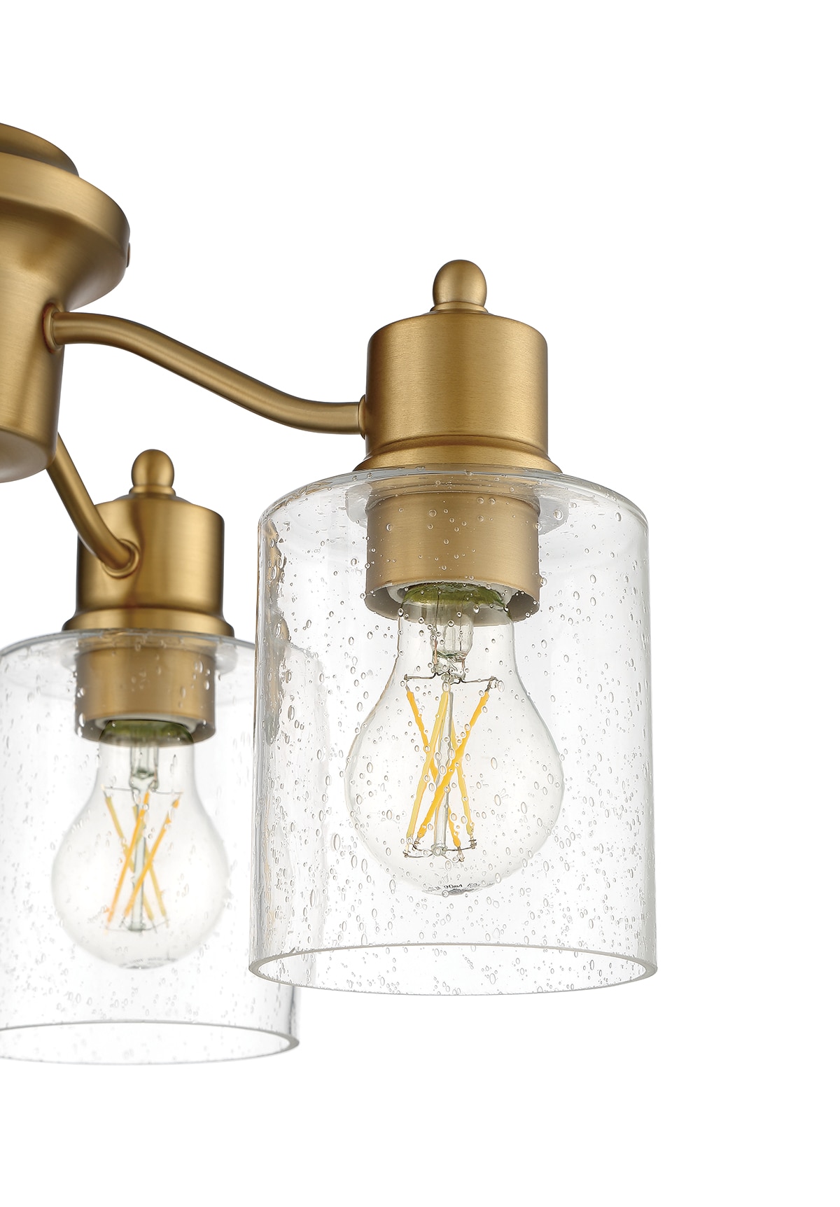 Satin Brass 17" LED Ceiling Fan Light Kit with Clear Seeded Glass