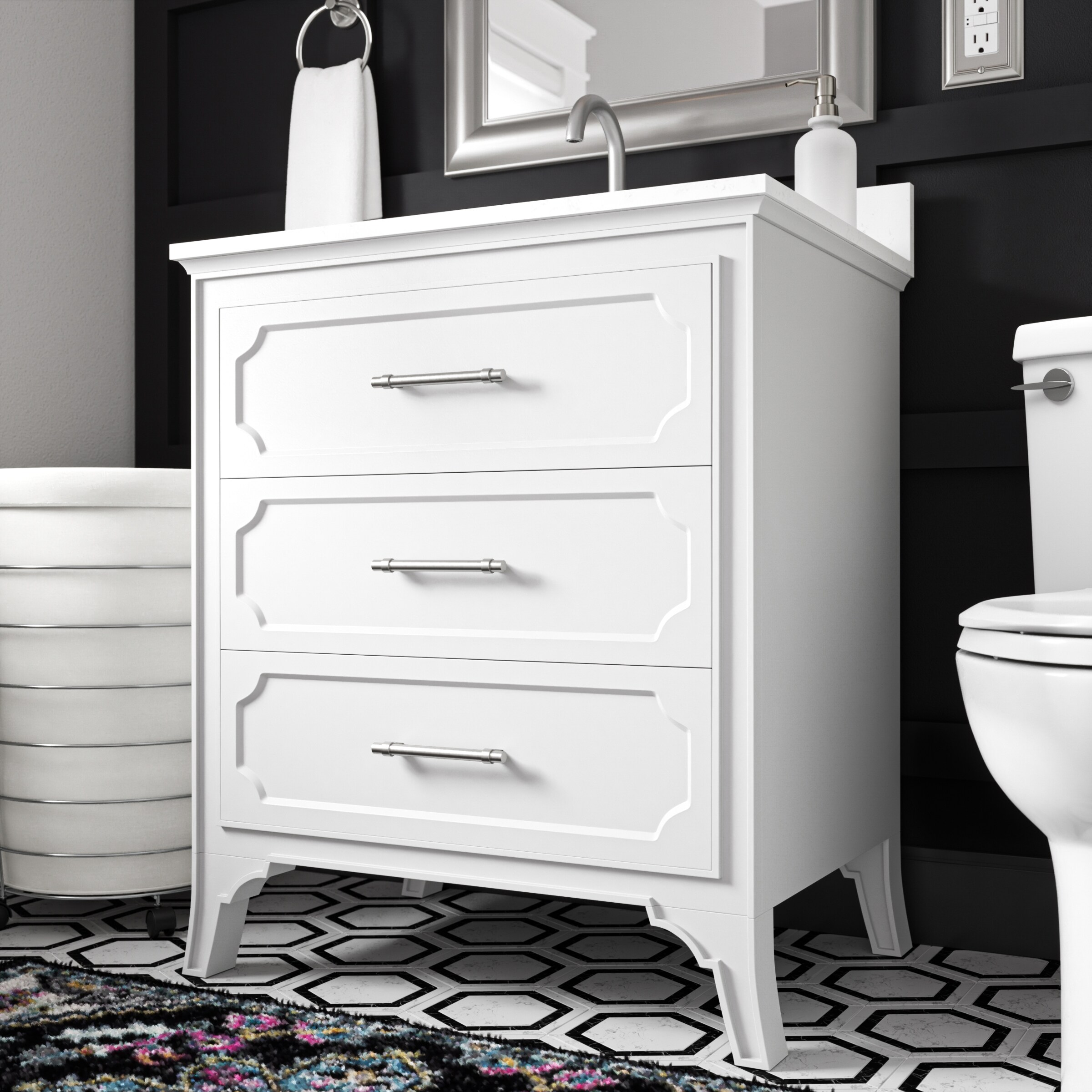 Allen Roth Helena 30 In White Undermount Single Sink Bathroom Vanity With Carrara Engineered 1465