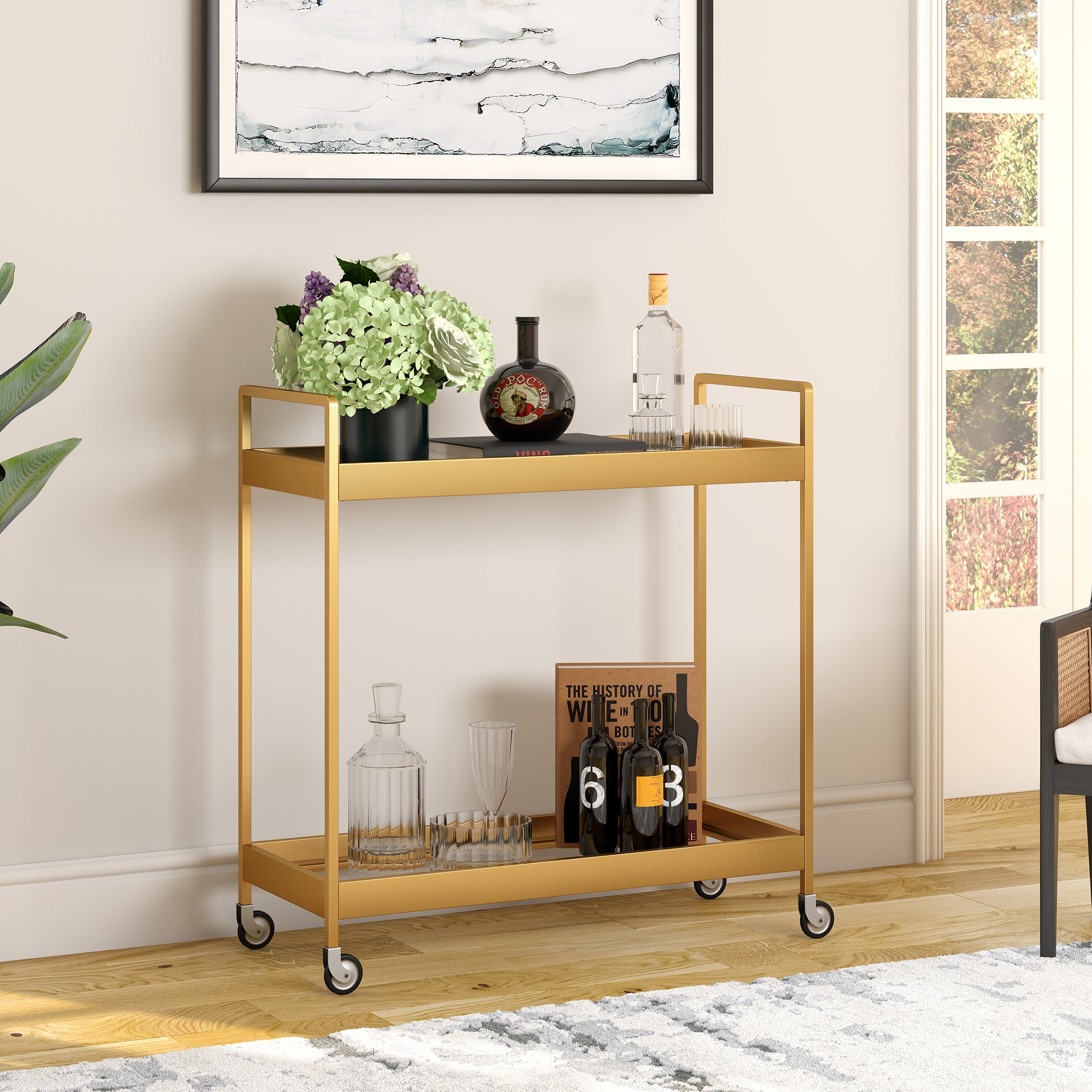 Hailey Home BC0545 Grace 33.00-Inches x 35.00-Inches Copper Rectangle Bar cart