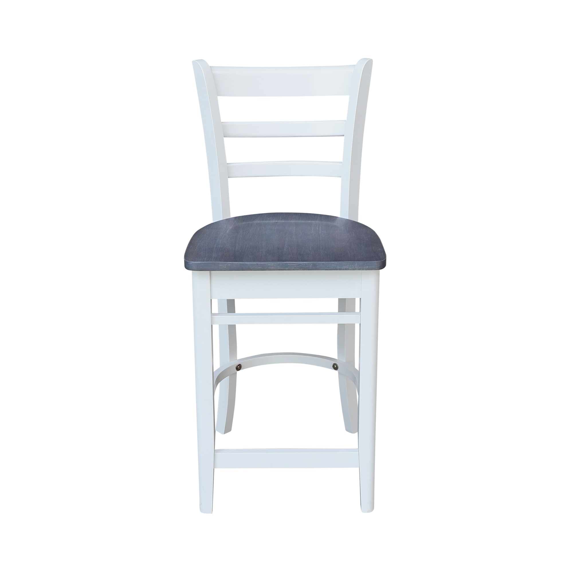 Emily 24" Solid Parawood Counterheight Stool in Hickory/Washed Coal