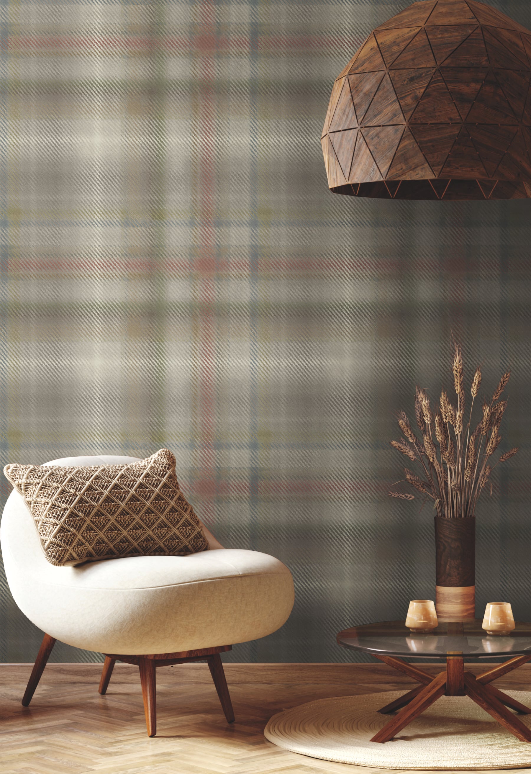 York Wallcoverings HO2156 Ronald Redding Traveler 60.8-Sq. Feet Neutral Non-woven Plaid Unpasted Wallpaper