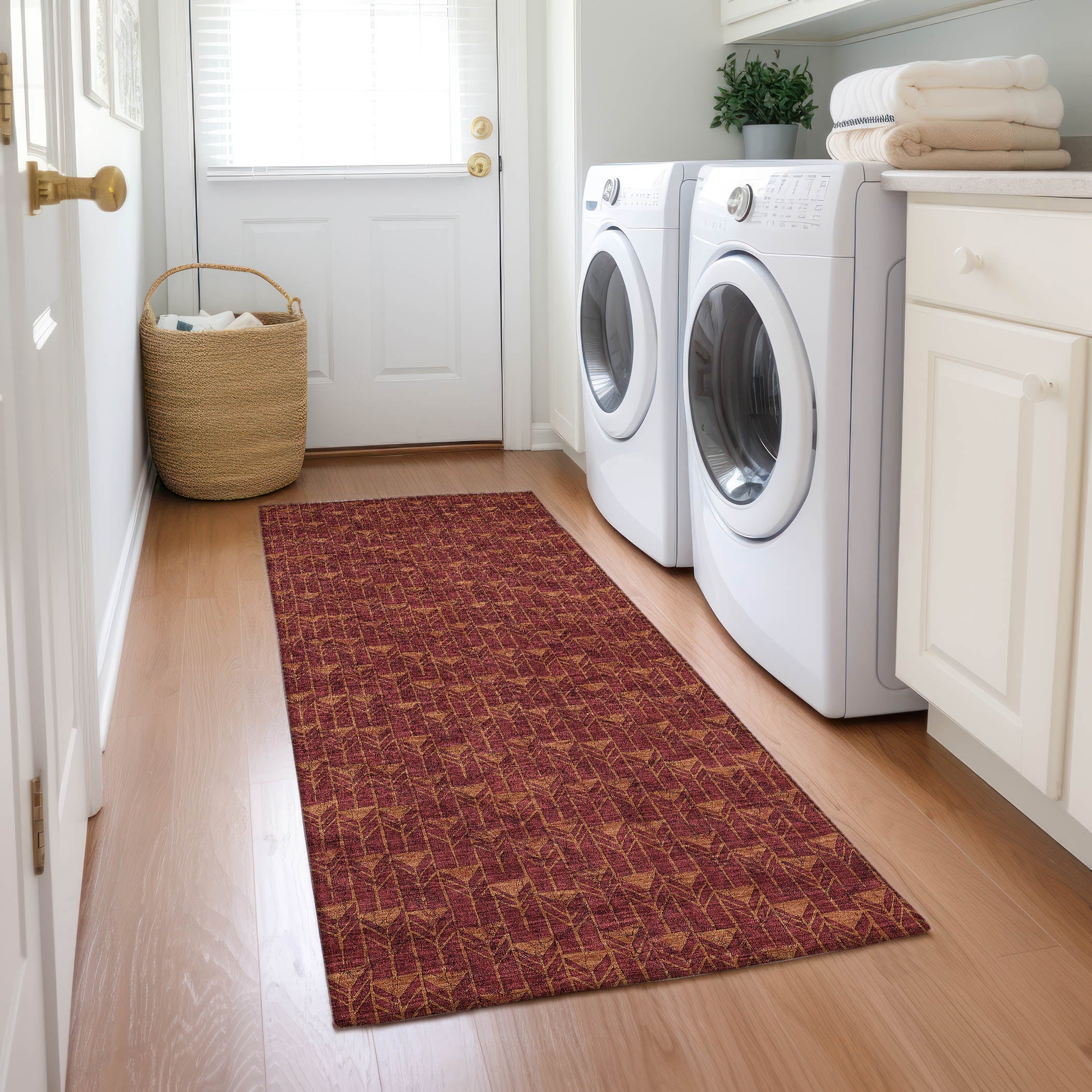 Addison Rugs ACN514BN2X8 Chantille ACN514BN 2 x 7 (ft) Polyester Burgundy Rectangular Indoor/Outdoor Abstract Machine washable Area rug