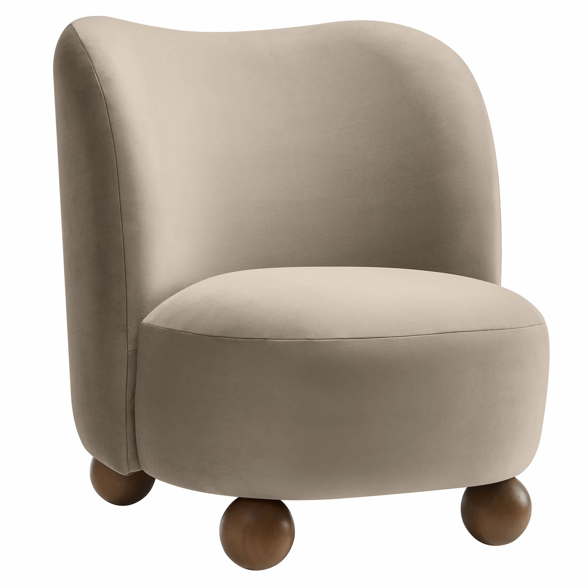  Monroe Performance Velvet Accent Chair in Taupe Walnut