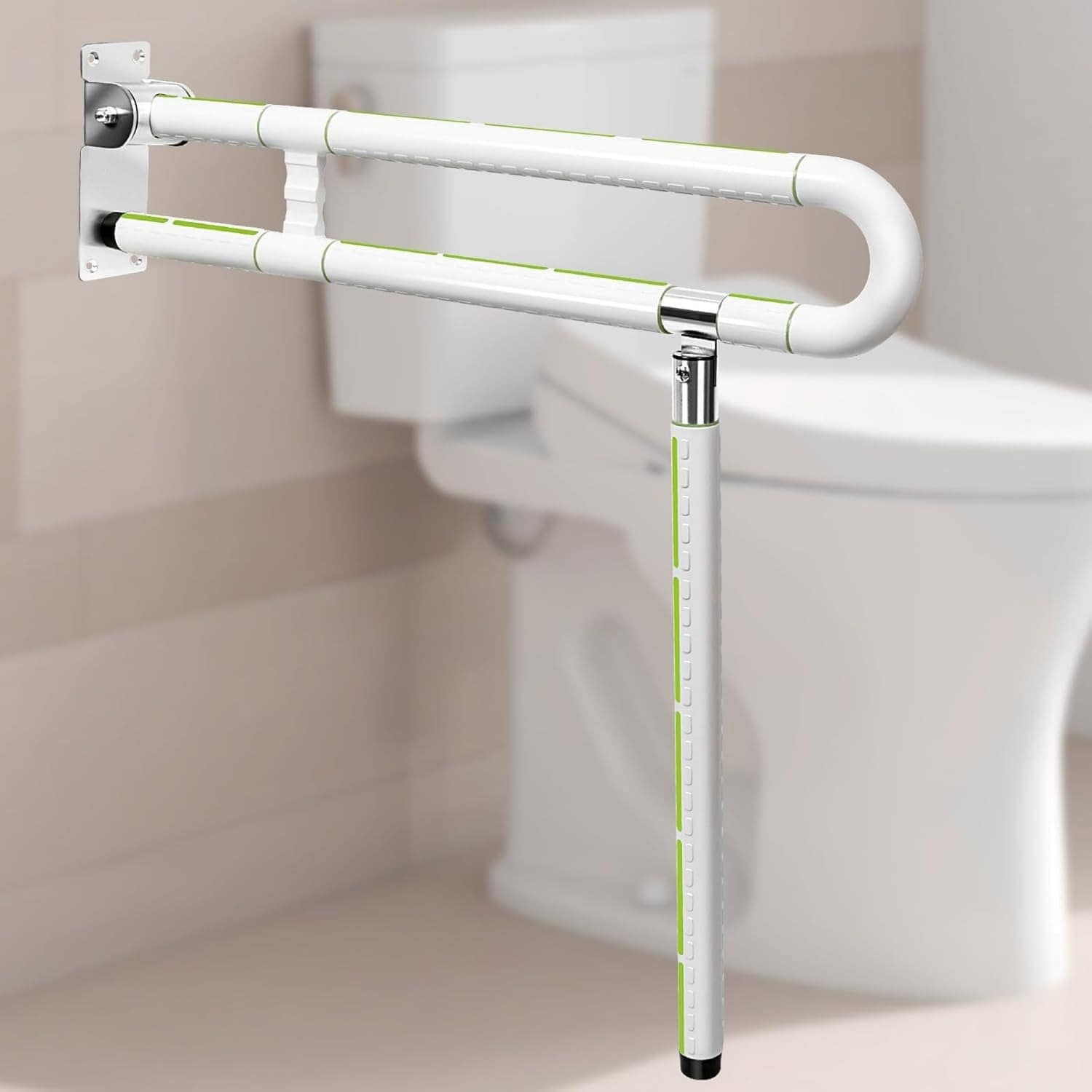 Angel Sar 29.5in L Toilet Safety Rails with Anti-Slip Texture Grip for Seniors