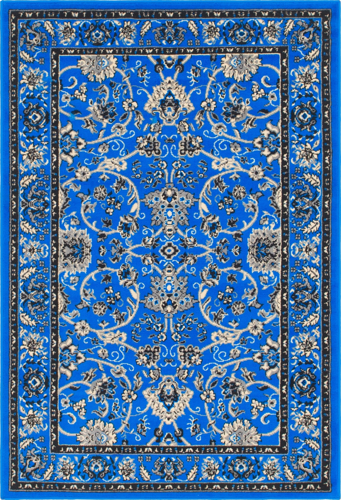 Unique Loom 3142968 Washington Sialk Hill 4 x 6 (ft) Loomed Polypropylene Blue/Ivory Rectangular Indoor Floral/Botanical Area rug