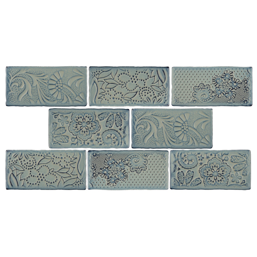 Affinity Tile S1WCVAFG Sample - Antic Feelings Griggio 3-in x 6-in Glossy Ceramic Patterned Wall Tile