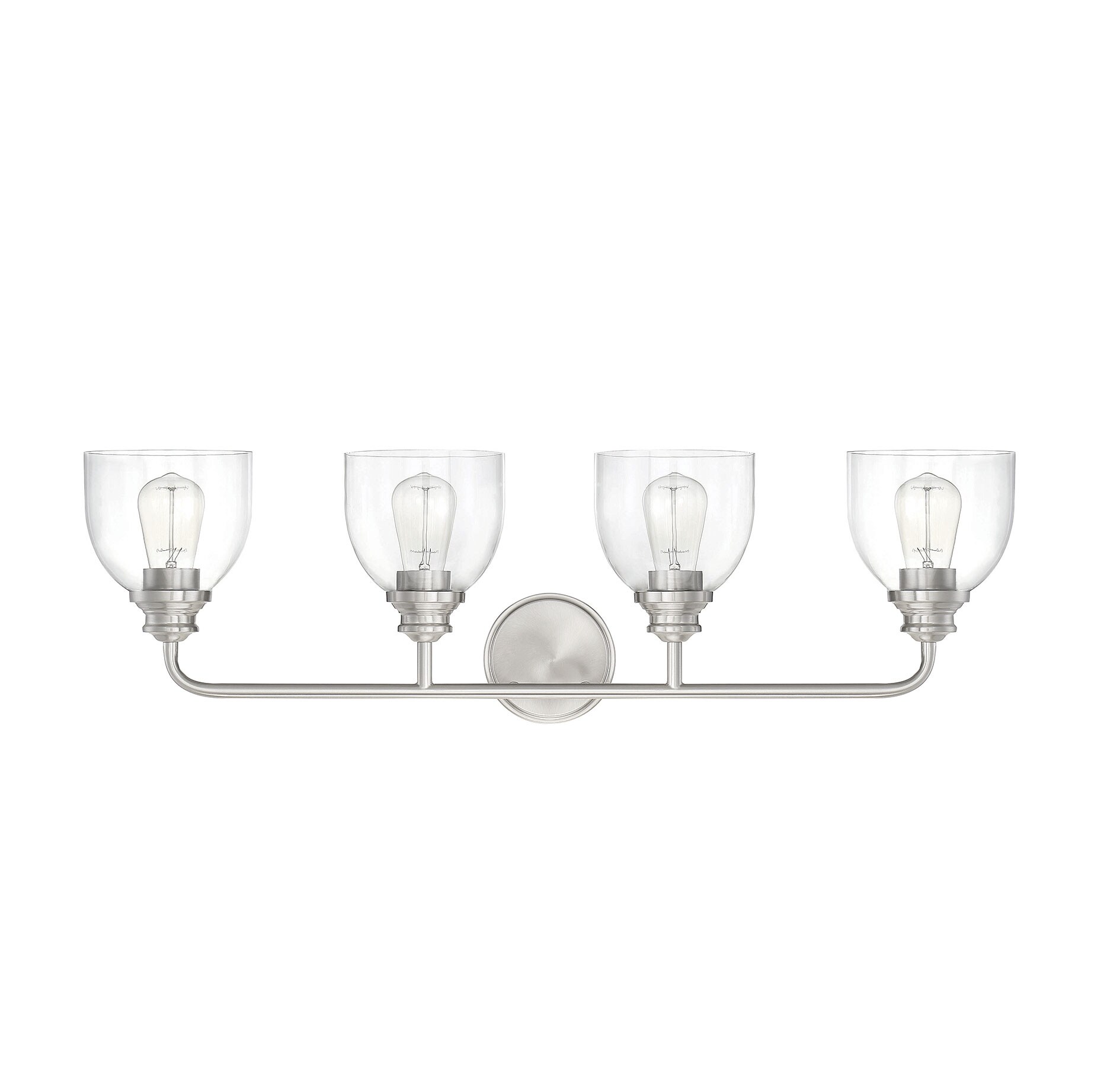 Satin Nickel 4-Light Vanity with Clear Glass Shades