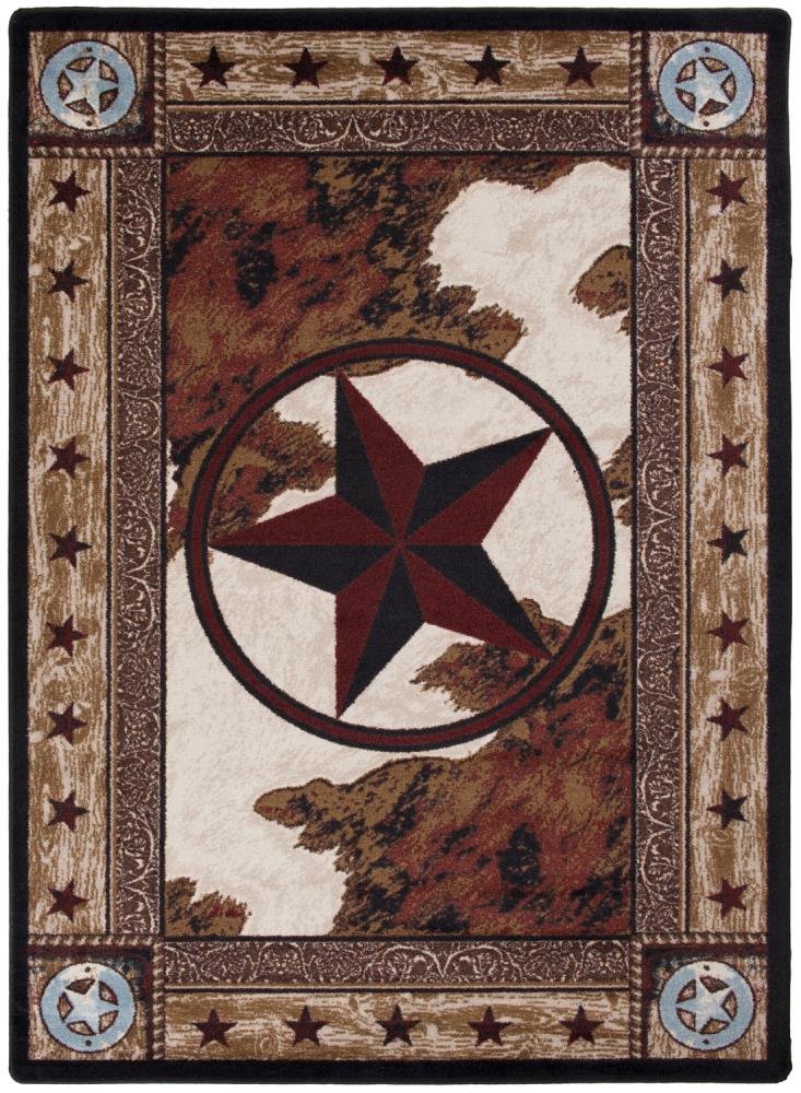 Farmhouse Wood Kitchen Rugs Mats Set of 2 Rustic Texas Star Anti