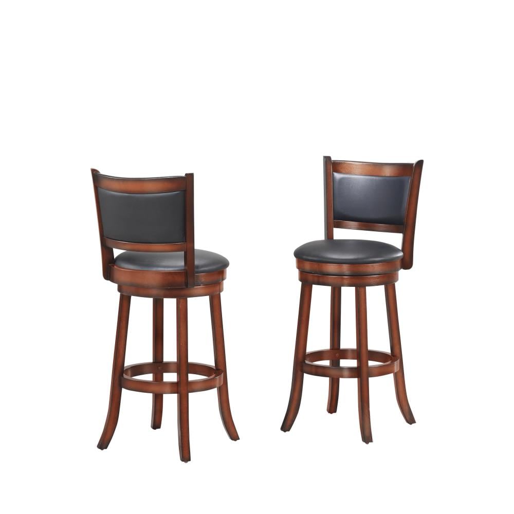 LG 1045 Brown Bar height Upholstered Swivel Wood Bar Stool Back