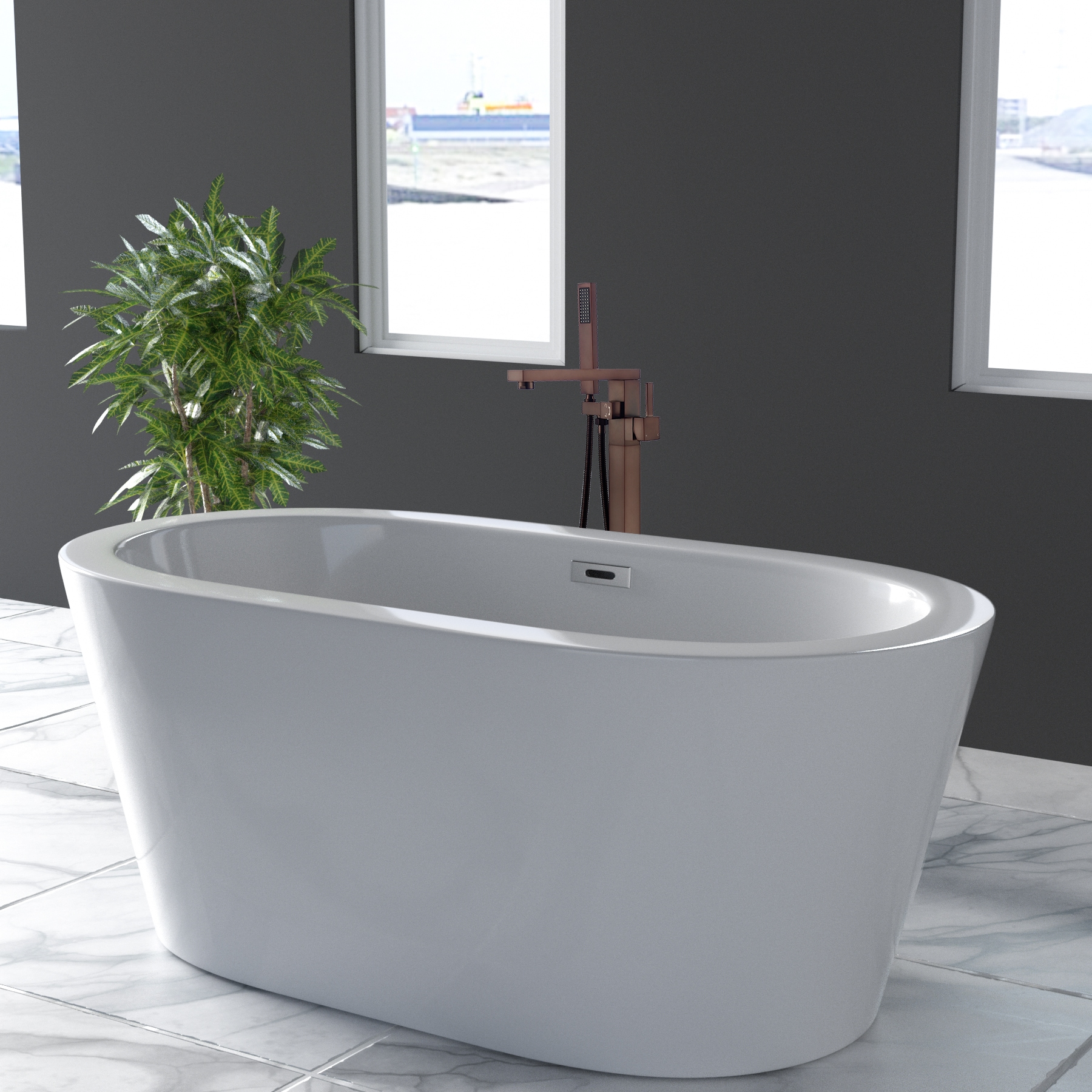 Oil Rubbed Bronze Freestanding Bathtub Faucet with Hand Shower