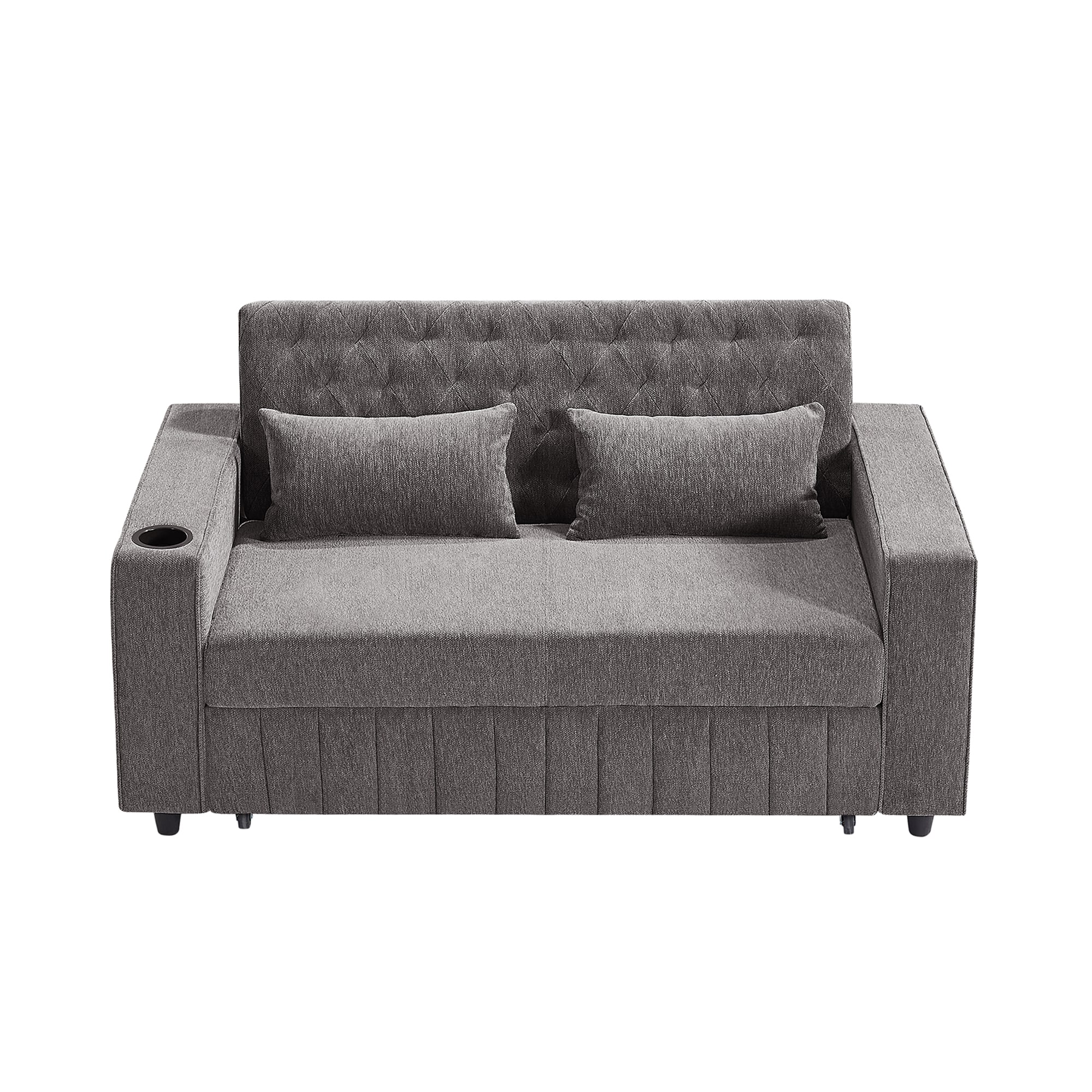 Bybafun 2 Seat Gray Casual Chenille Sofa bed