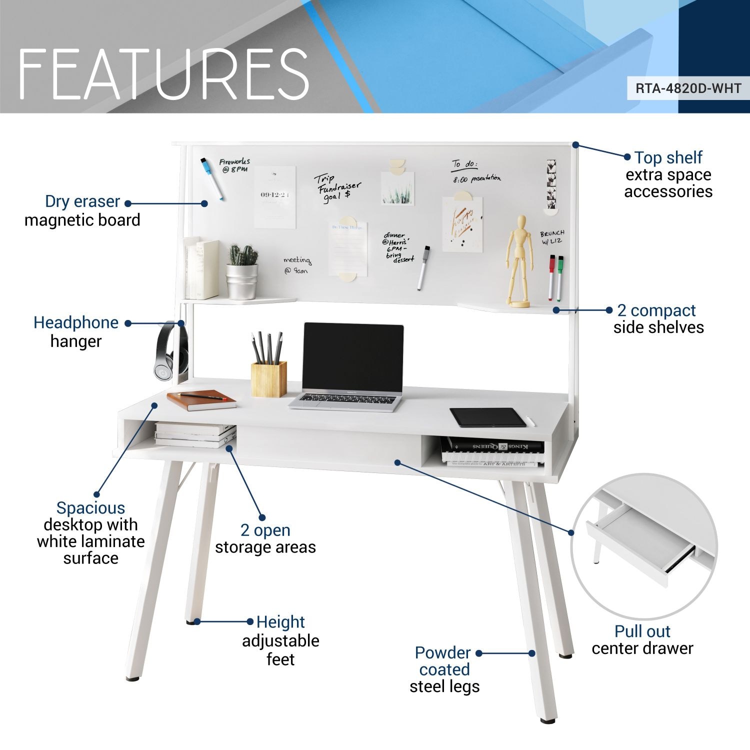 JASMODER RTA-4820D-WHT desks - View #7