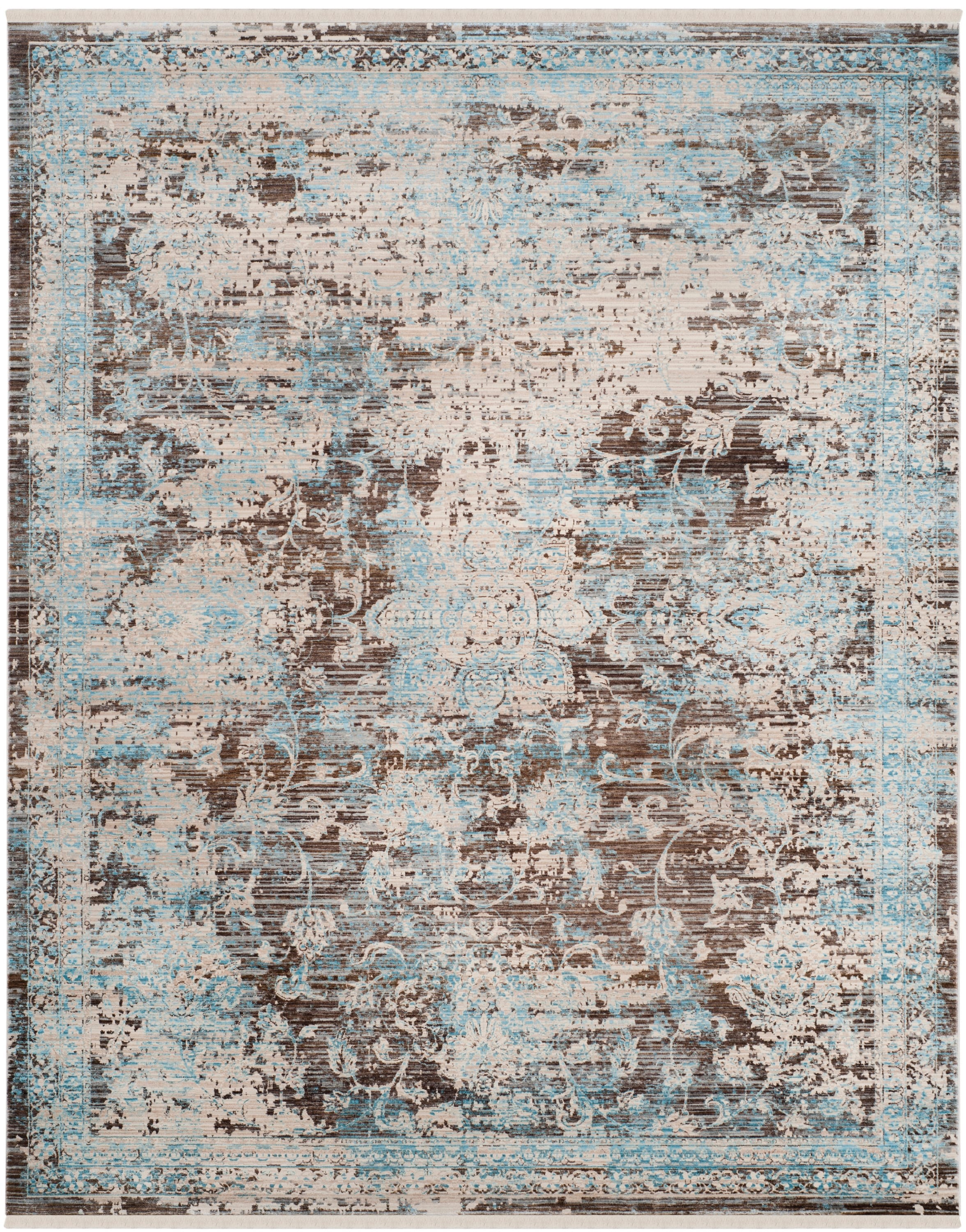 Light Blue Synthetic Floral Motif 8' x 10' Area Rug