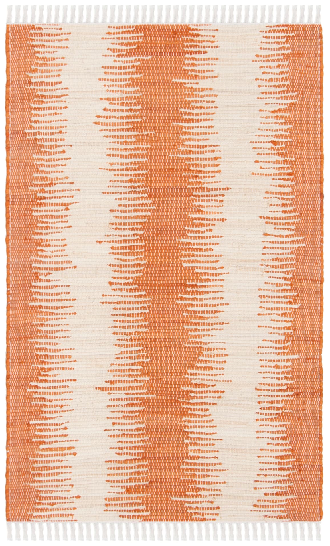Handmade Orange Cotton Flat Woven Rectangular Rug 2'6" x 4'