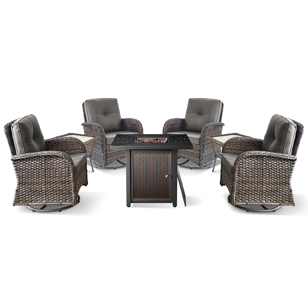 Rilyson FS085X2001-3 KEY WEST 7 -Piece Woven Patio Conversation Set with Gray Cushions