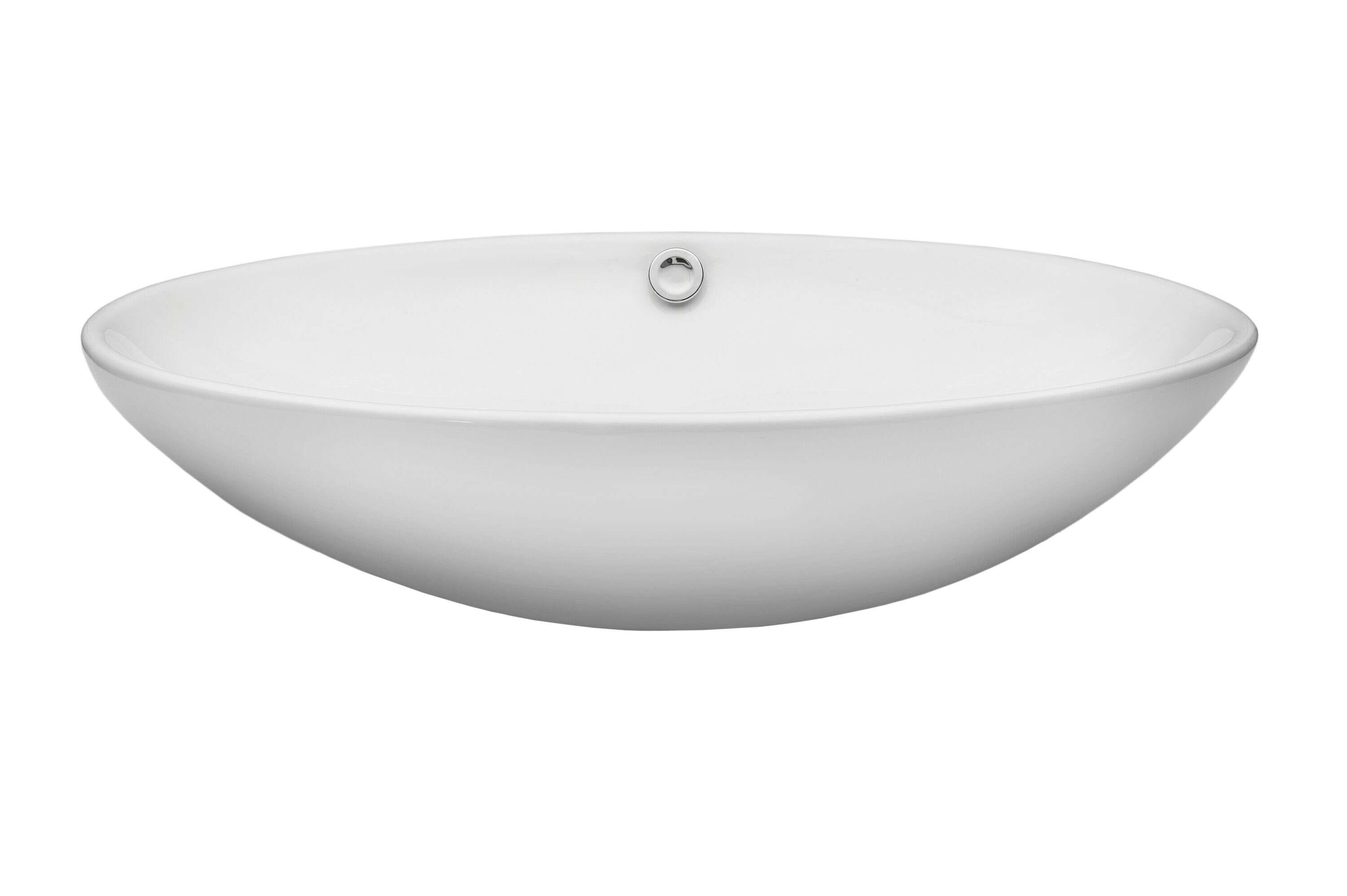Bianco White Ceramic Oval Vessel Sink with Overflow