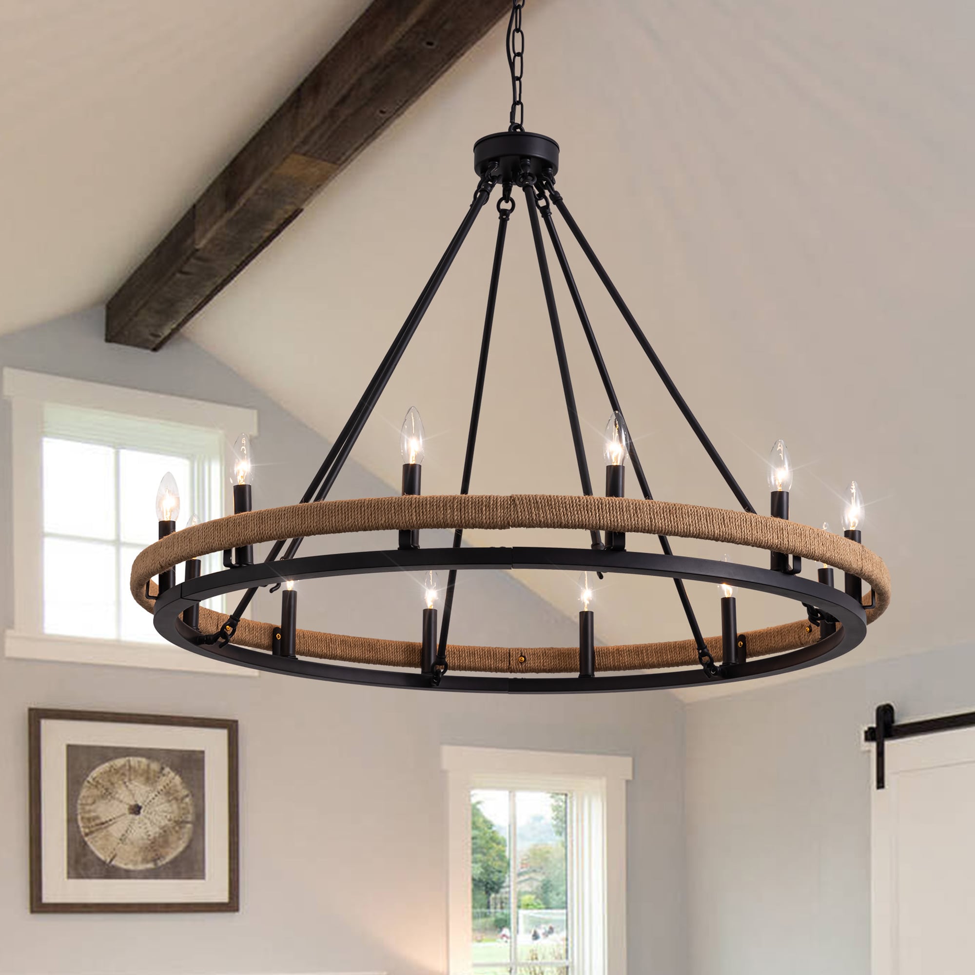 Antoine DCL009 Farmhouse Candlestick 12 -Light Polished Brown Modern/contemporary Crystal For Use in Bedrooms, Dining Rooms, Foyers, Kitchens, Living Rooms Chandelier