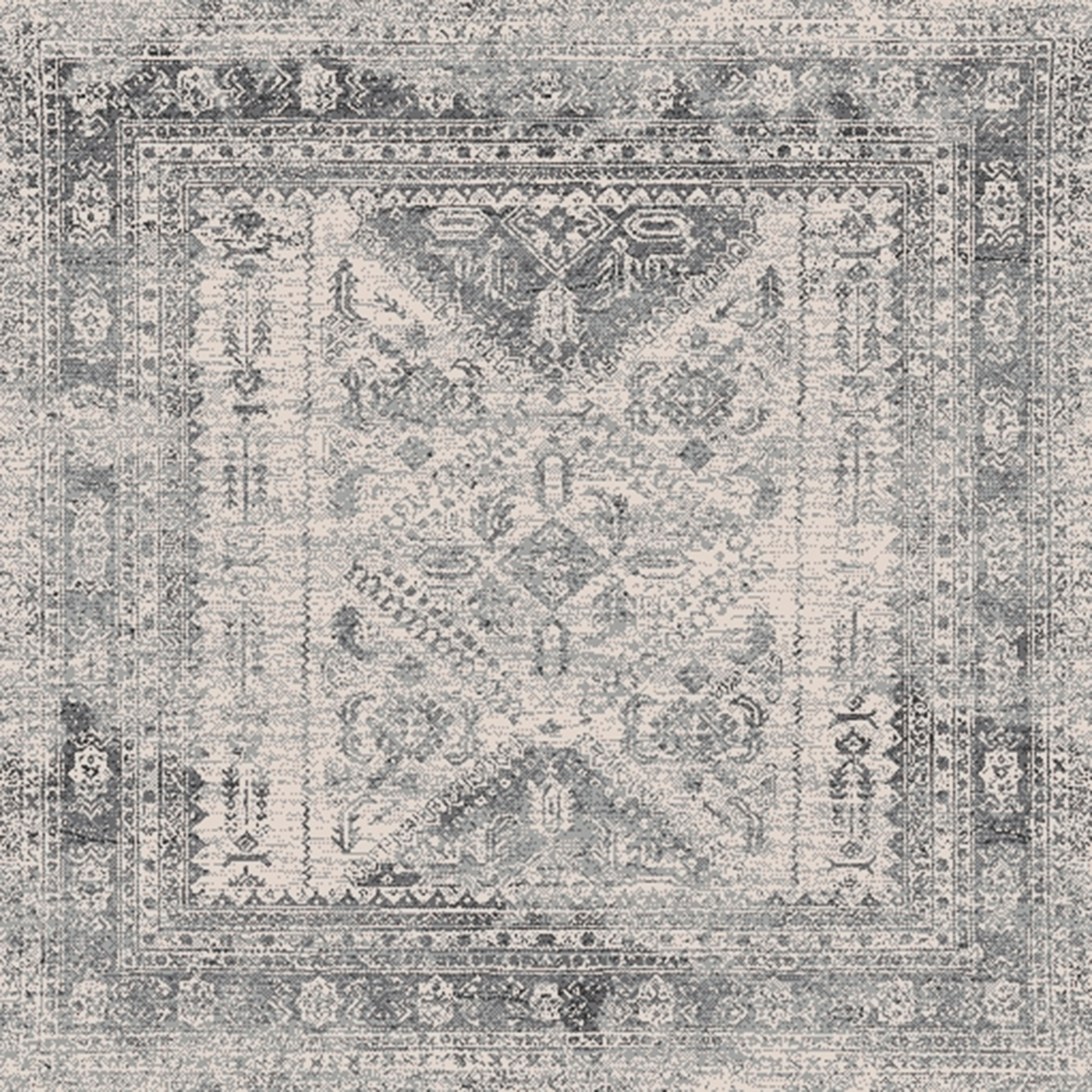Livabliss MNC2314-53SQ Monte Carlo 5 x 5 (ft) Polypropylene Charcoal Square Indoor Border Oriental Area rug