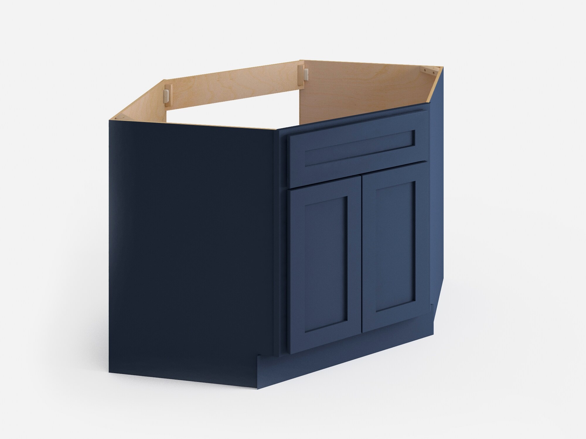 Valleywood Cabinetry 42-in W x 34.5-in H x 24-in D Rustic Hickory Diagonal Sink Base Ready To Assemble Plywood Cabinet (Flat Panel Shaker Style)