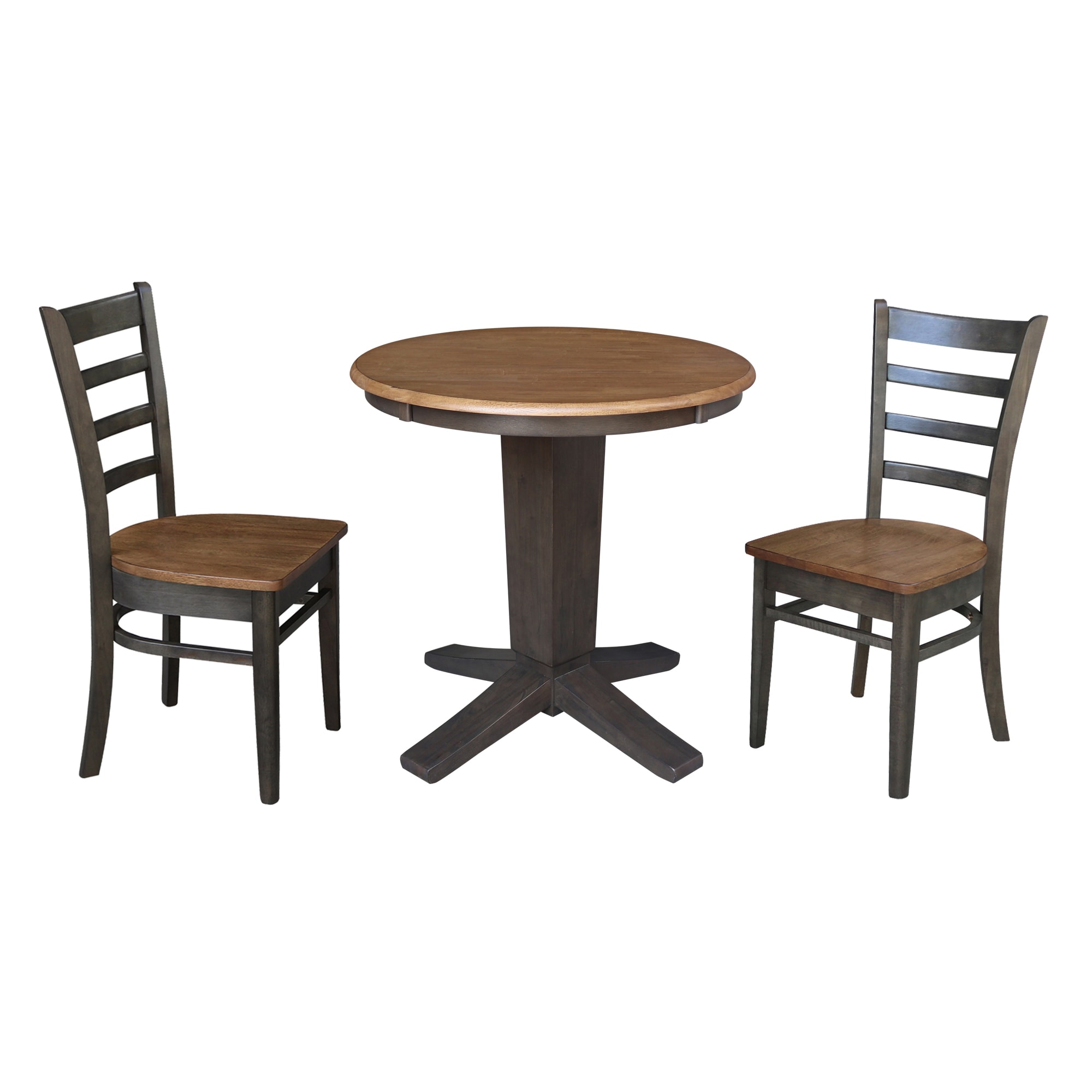 International Concepts K45-30RT-23B-C617-2 Hickory/Washed Coal Traditional Dining Room Set with Round Table ( Seats 4 )
