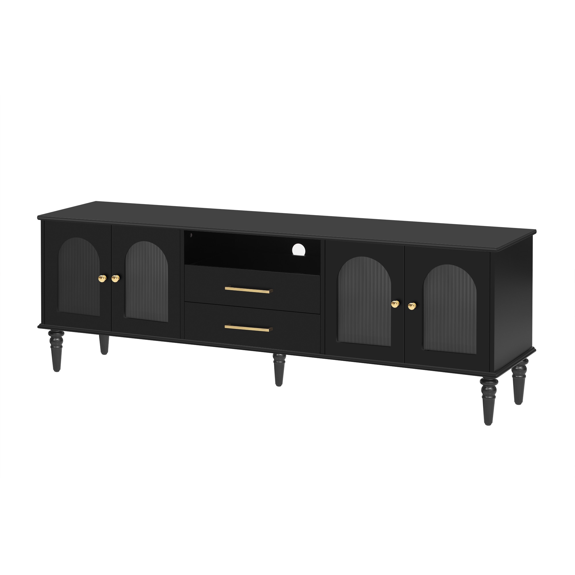 Oaks Decor OA724P468B Modern/Contemporary Black TV stand ( Accommodates TVs up to 75-in )