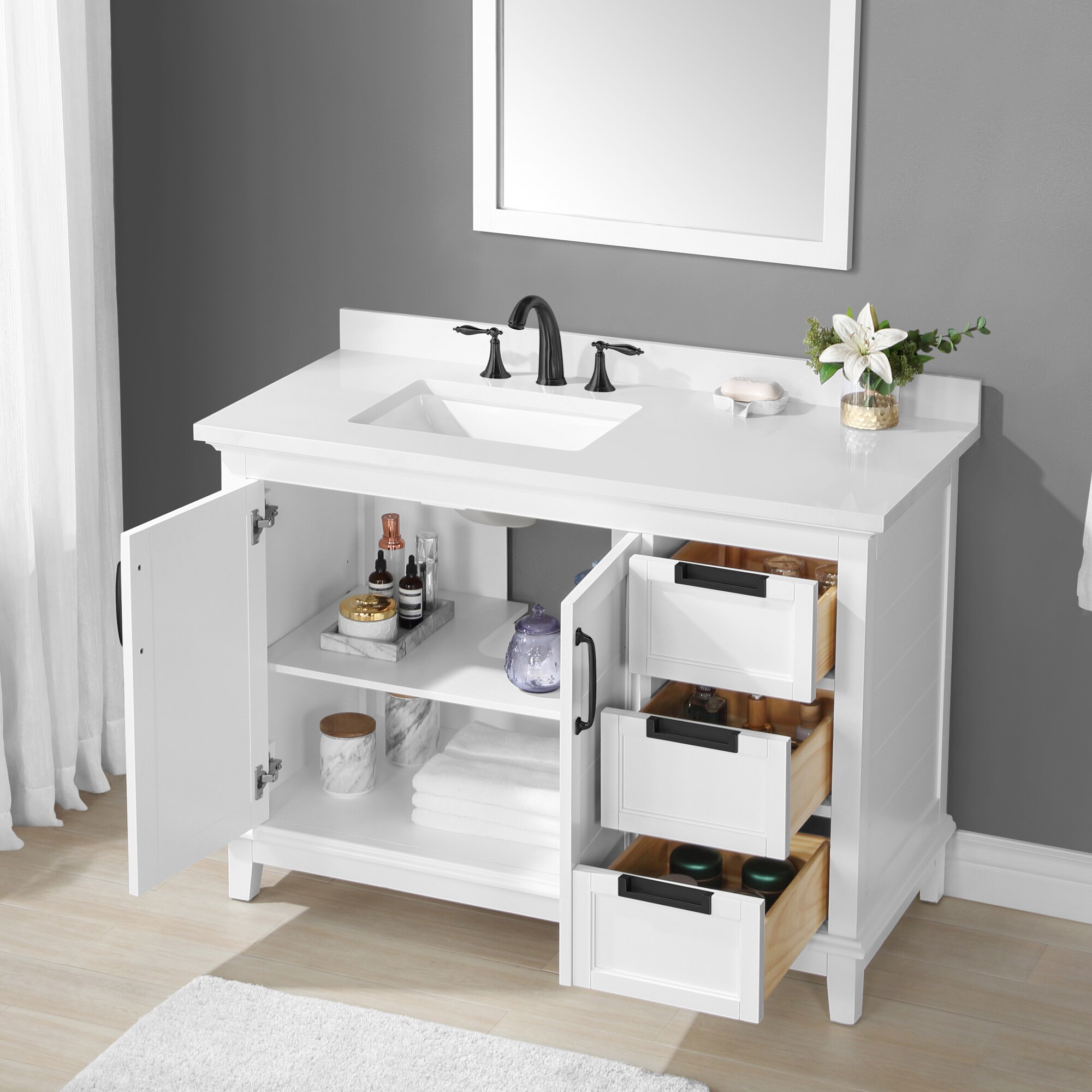 Allen + Roth Clarita 48-in White Undermount Single Sink Bathroom Vanity ...