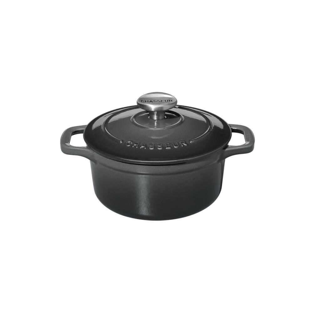 Chasseur 7.1-quart Caviar Grey Enameled Cast Iron Round Dutch Oven 