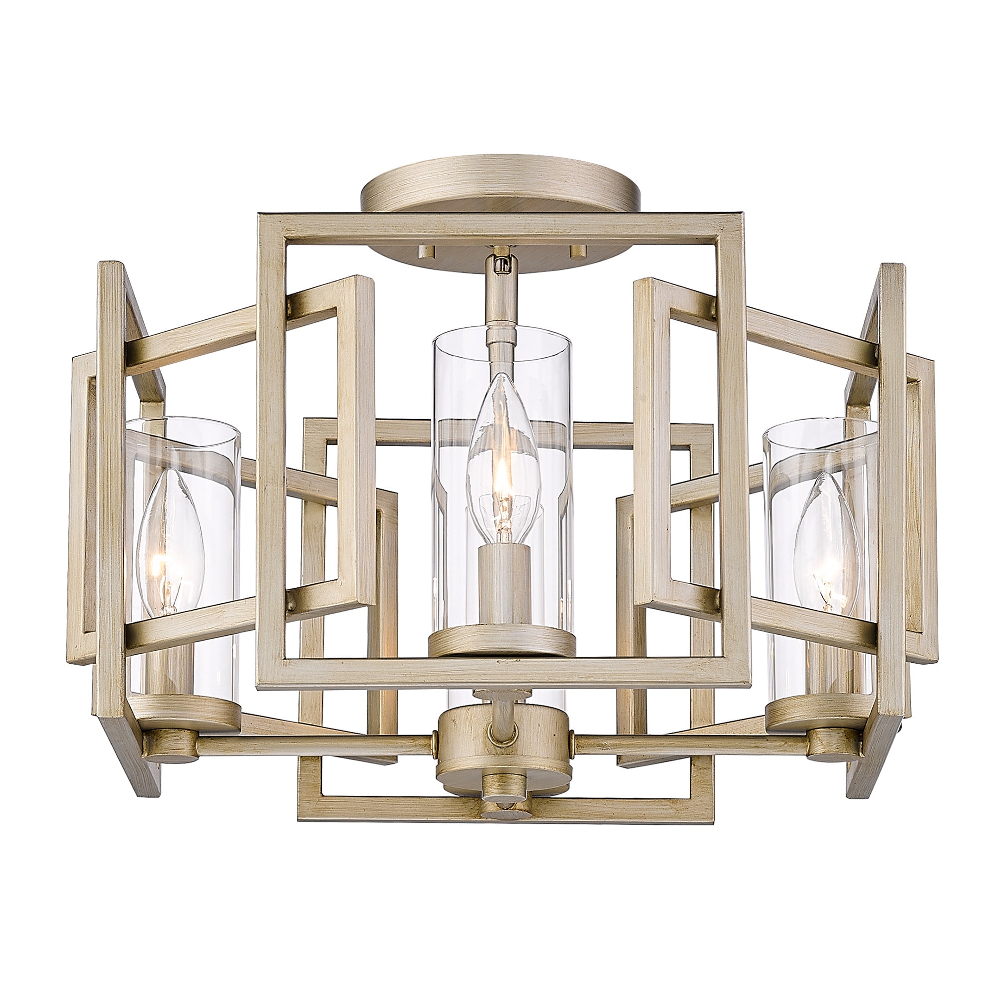 Golden Lighting 6068-FM WG Marco 4 -Light 16.00-in Polished Gold Flush Mount Light