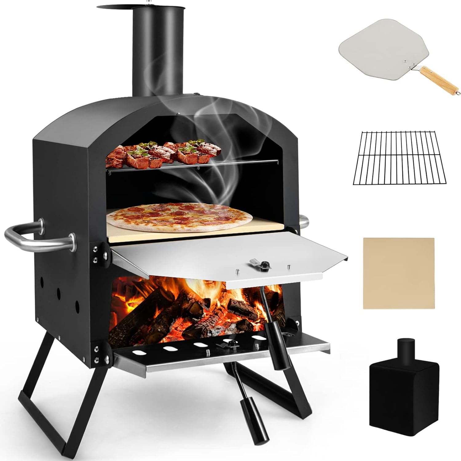 Winado LO1G57000975 Pizza Oven 20-in W Black Charcoal Grill
