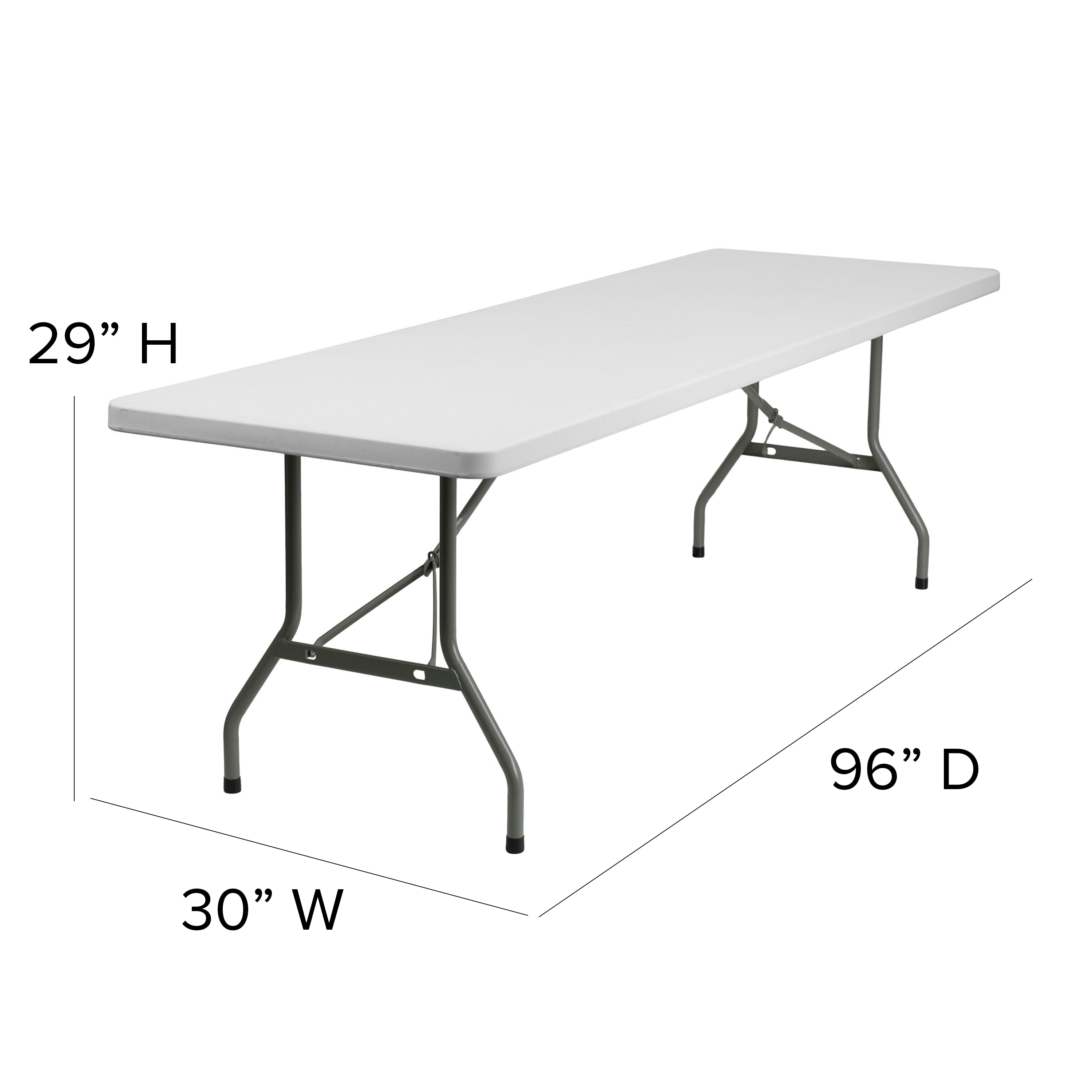 96-Inch Gray Powder Coated Metal Rectangular Folding Table