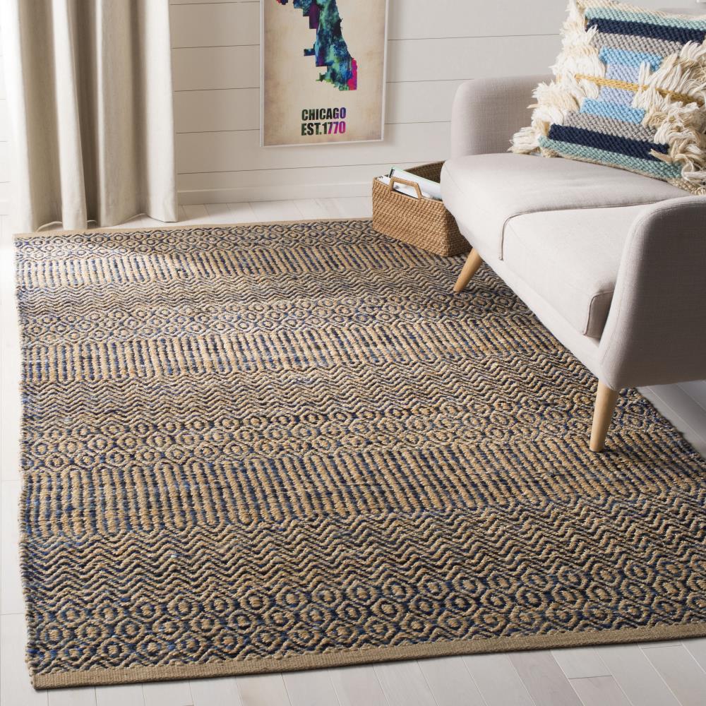 Cape Cod Navy and Natural Handwoven Geometric Area Rug