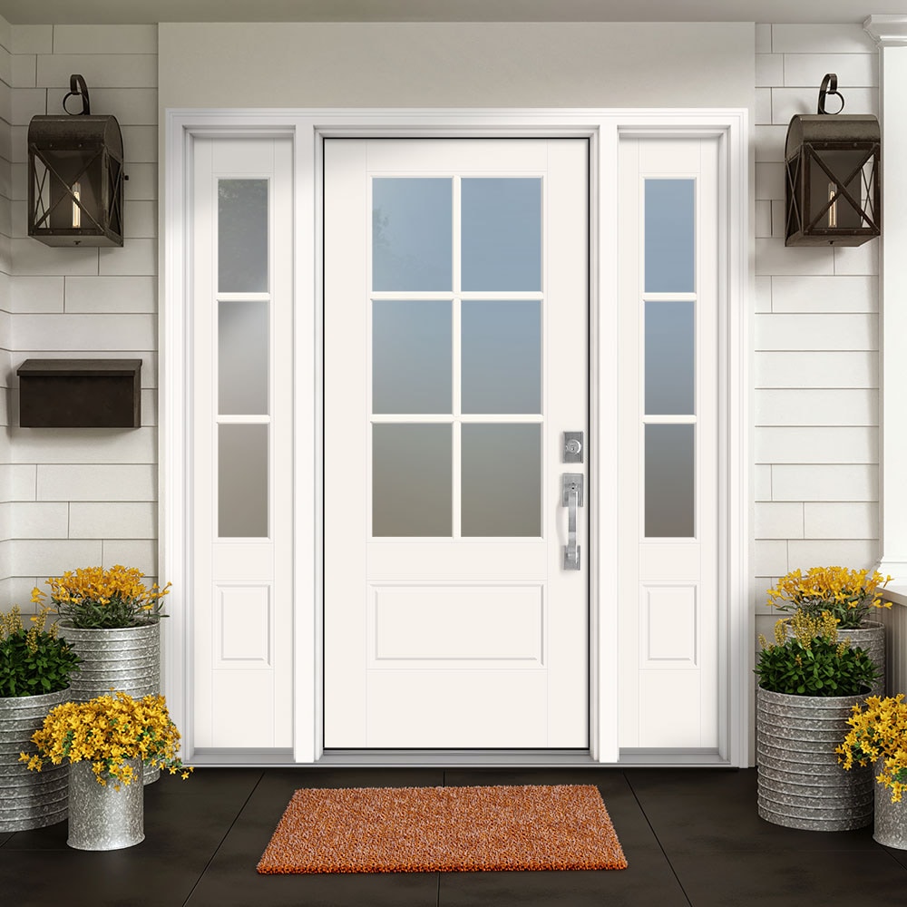 Masonite Performance Door System 64-in x 80-in Fiberglass 3/4 Lite Left ...