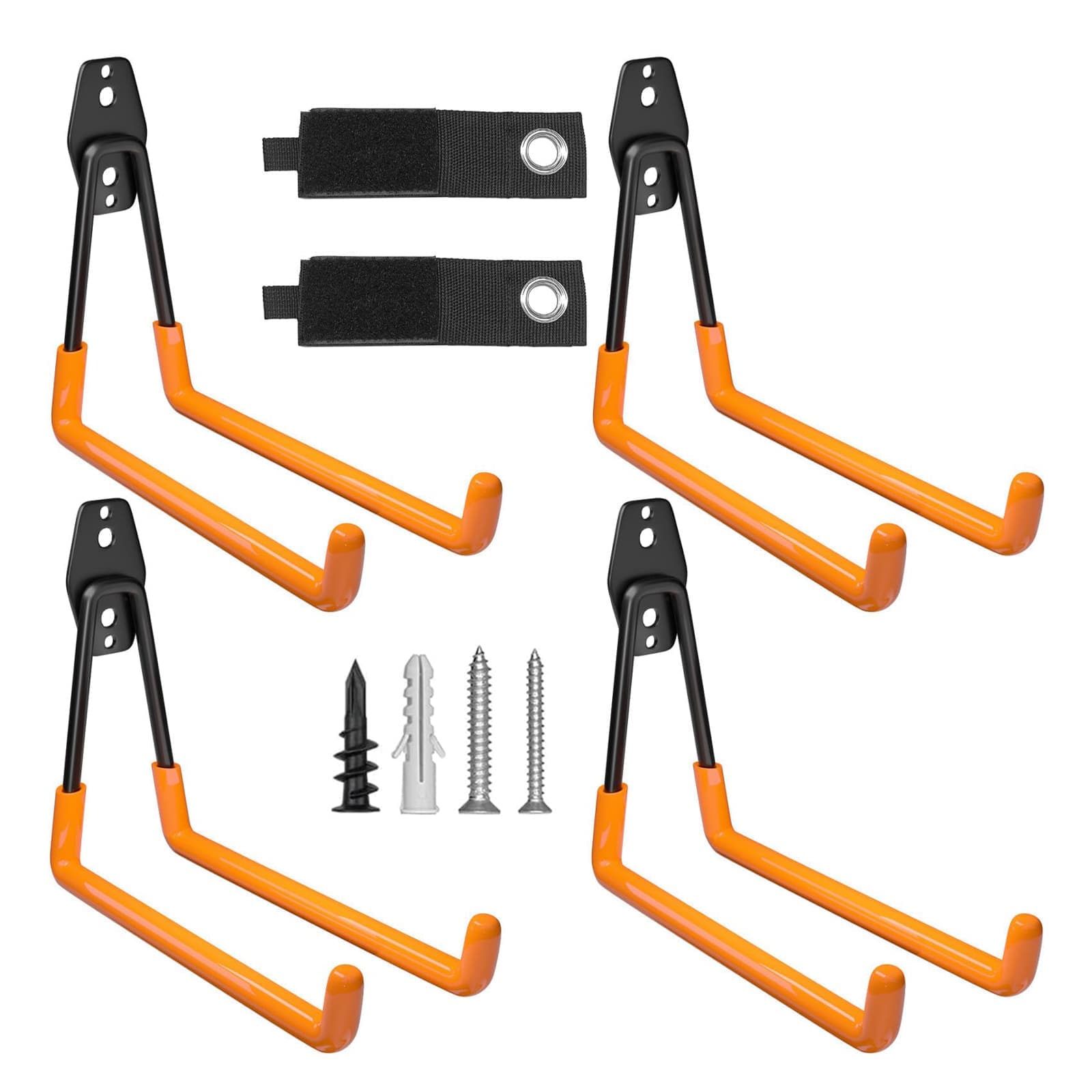 Etokfoks EFT1012A27 6 Pack Heavy Duty Garage Hooks Wall Mount Storage Hangers with Extension Cord Holder for Power Garden Tools Ladder Hose