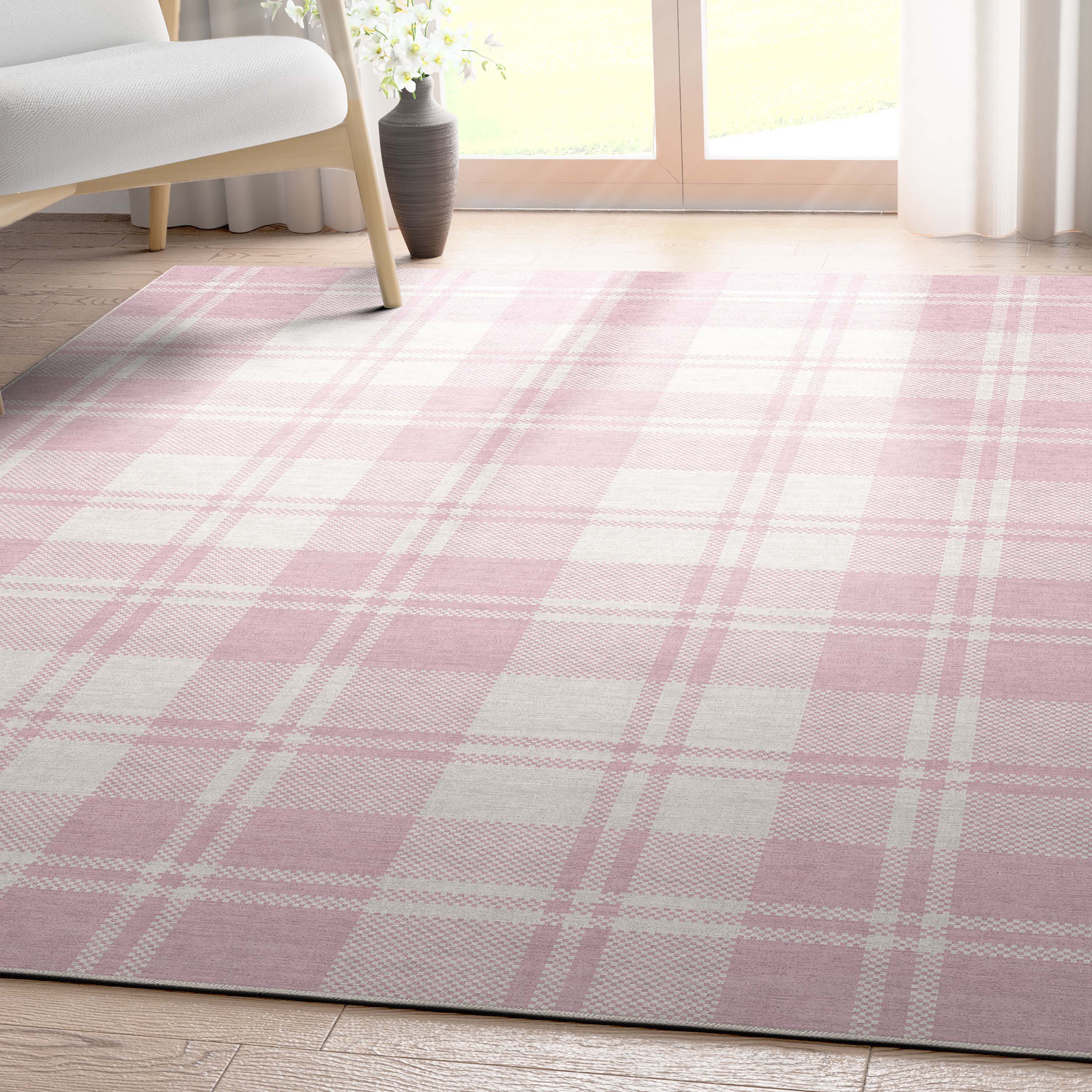 Well Woven W-PLD-01G-7 Apollo 8 x 10 (ft) Flatweave Polyester Pink Rectangular Indoor Geometric Mid-Century Modern Area rug