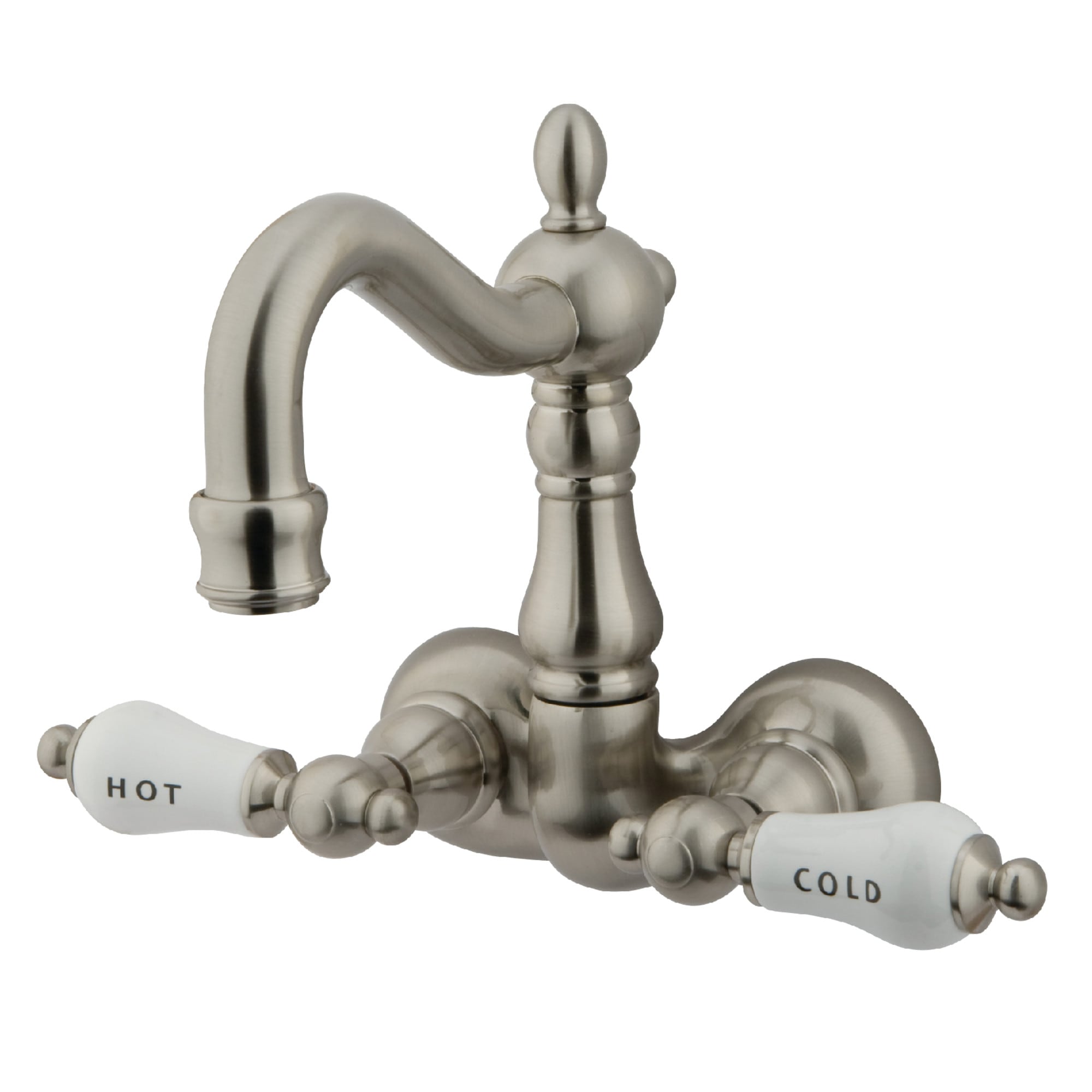 Kingston Brass WLCC1073T8 Vintage Brushed nickel 2-handle Wall-mount High-arc Bathtub Faucet ( Valve Included )