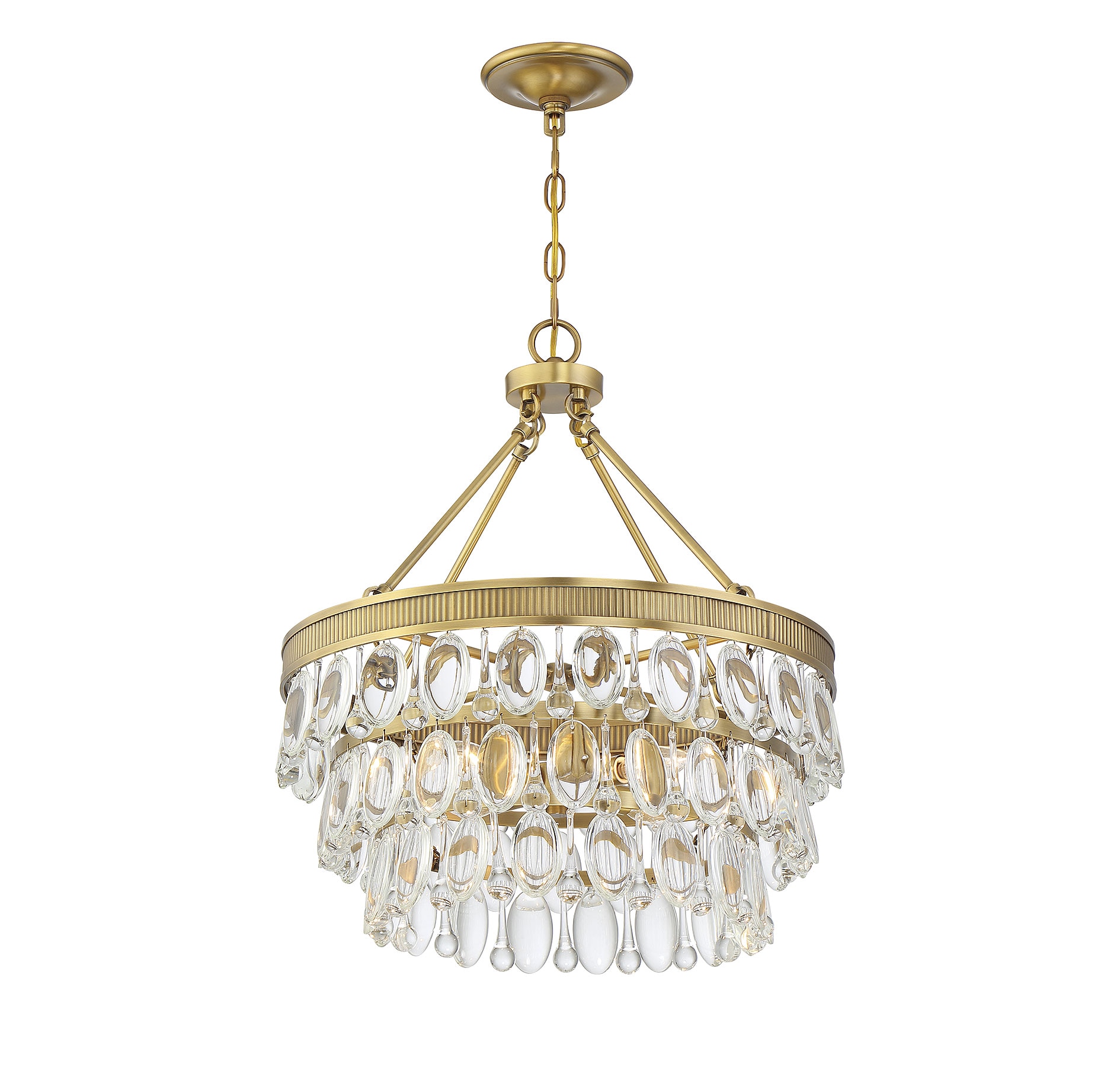 Windham Warm Brass Crystal LED Pendant with Polished Nickel Accents